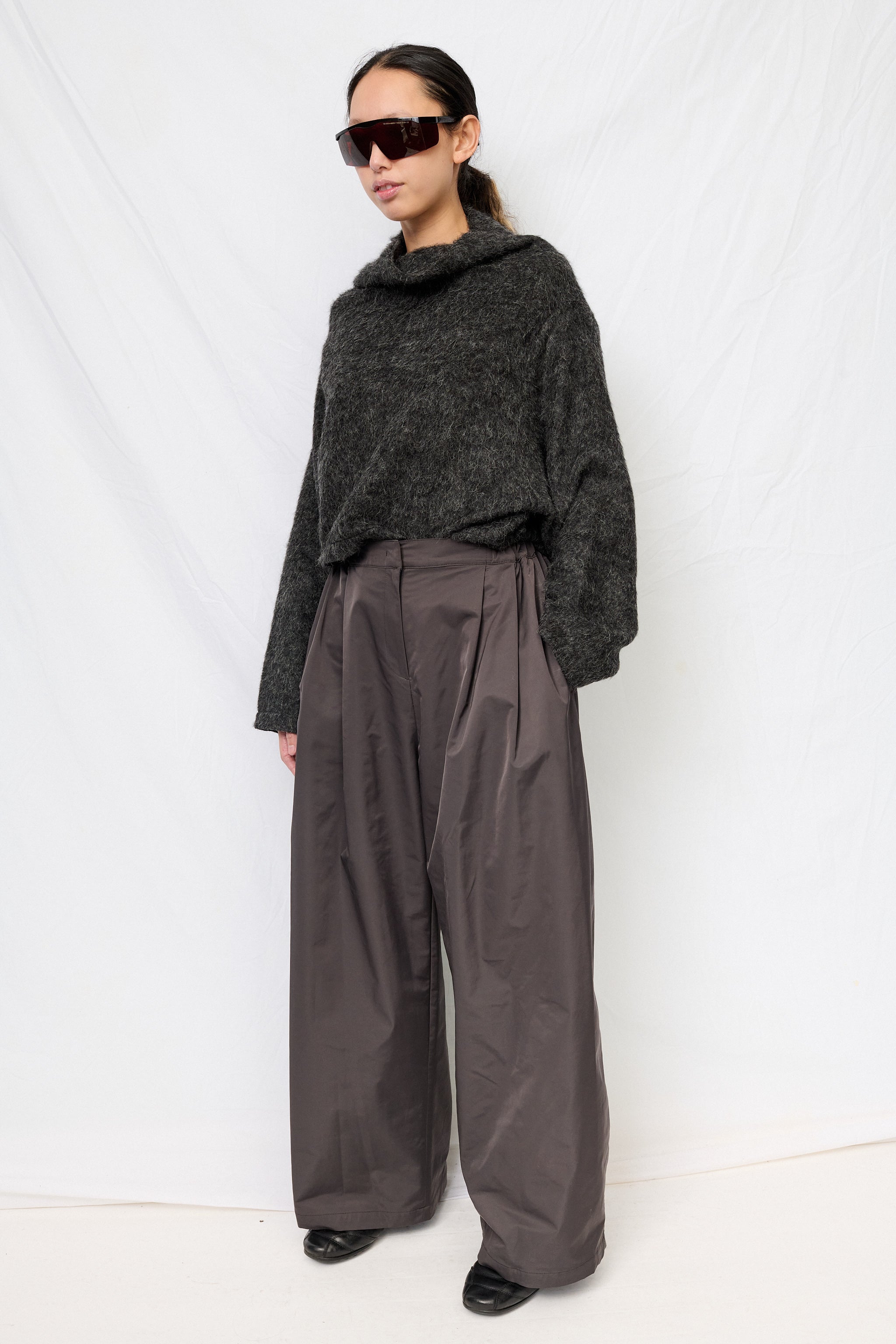 Charcoal Two Tuck Balloon Pants