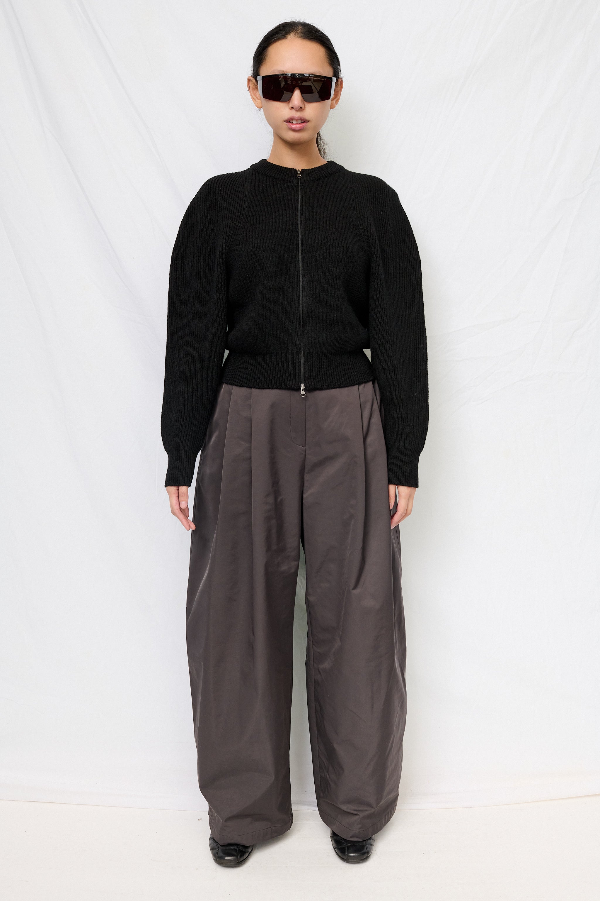 Black Cut Out Round Neck Cardigan