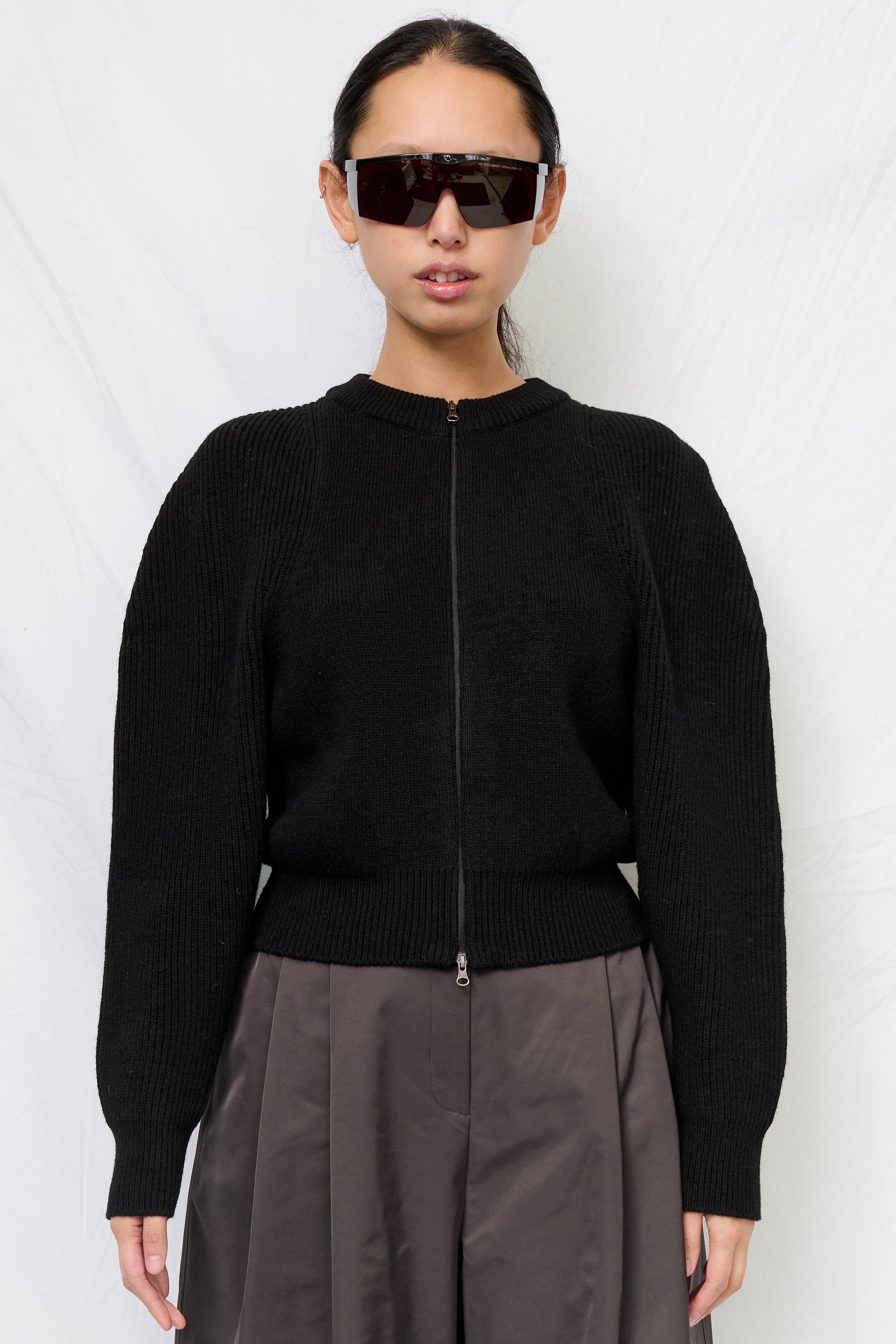 Black Cut Out Round Neck Cardigan