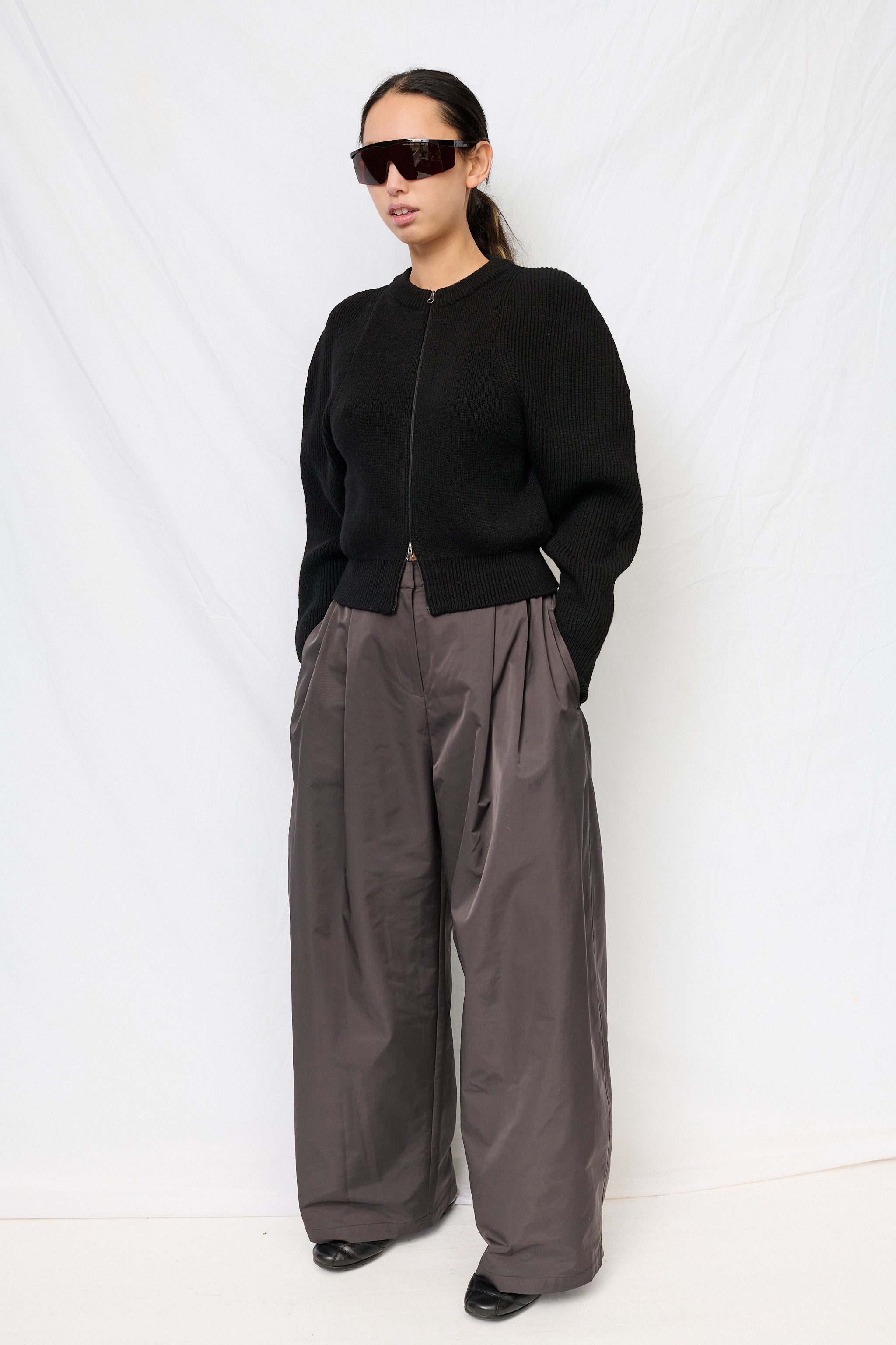 Black Cut Out Round Neck Cardigan