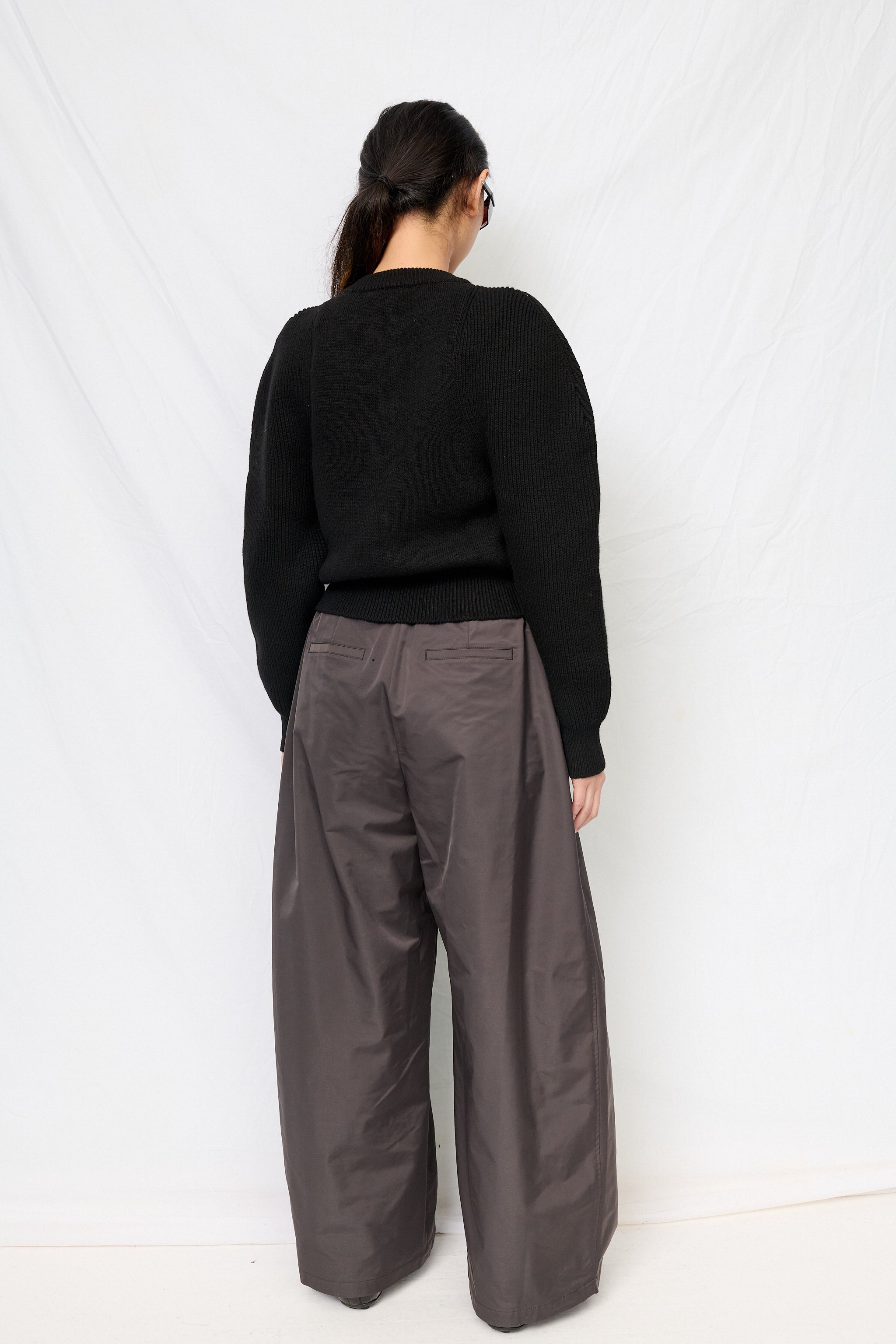 Black Cut Out Round Neck Cardigan