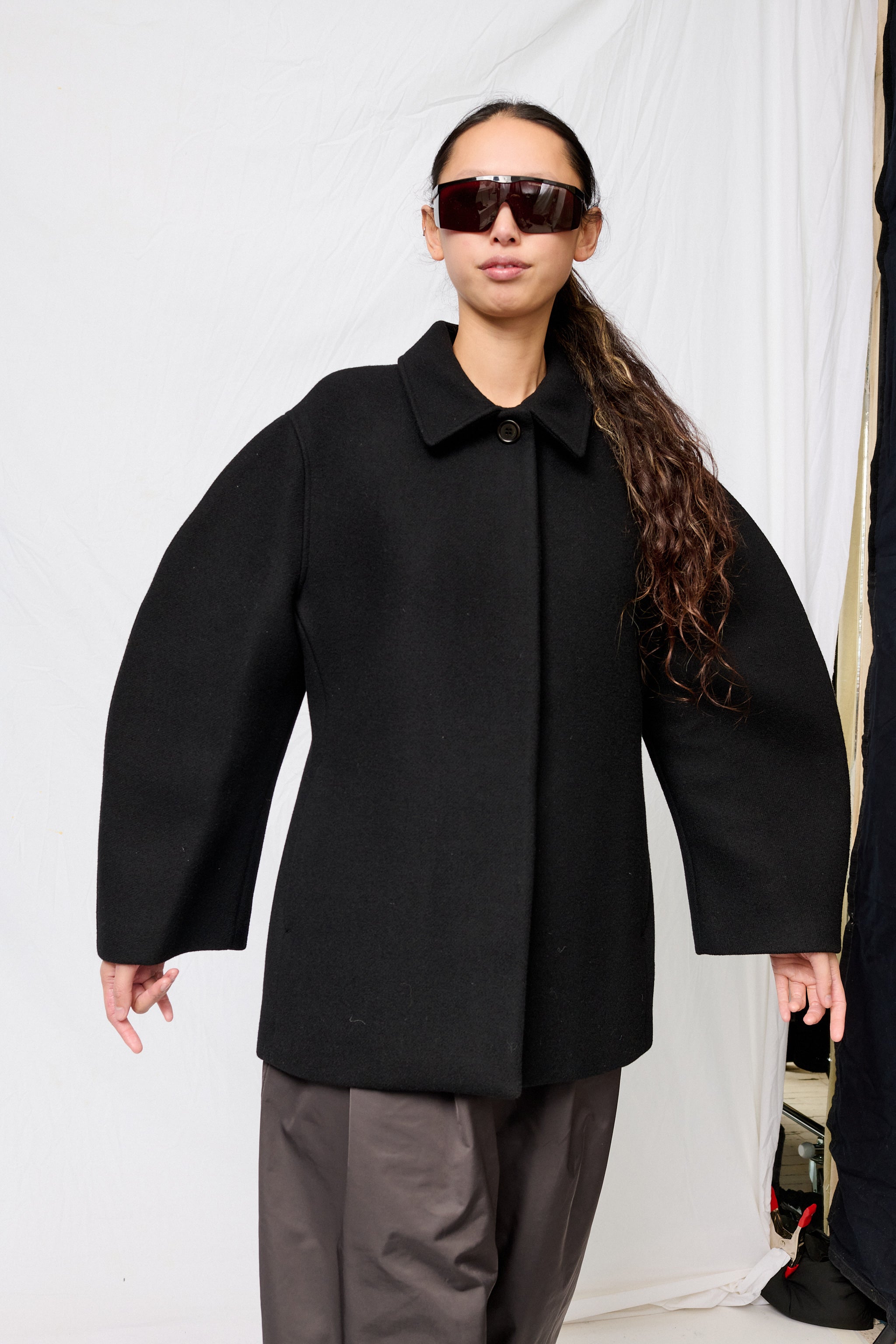 Black Hourglass Half Coat