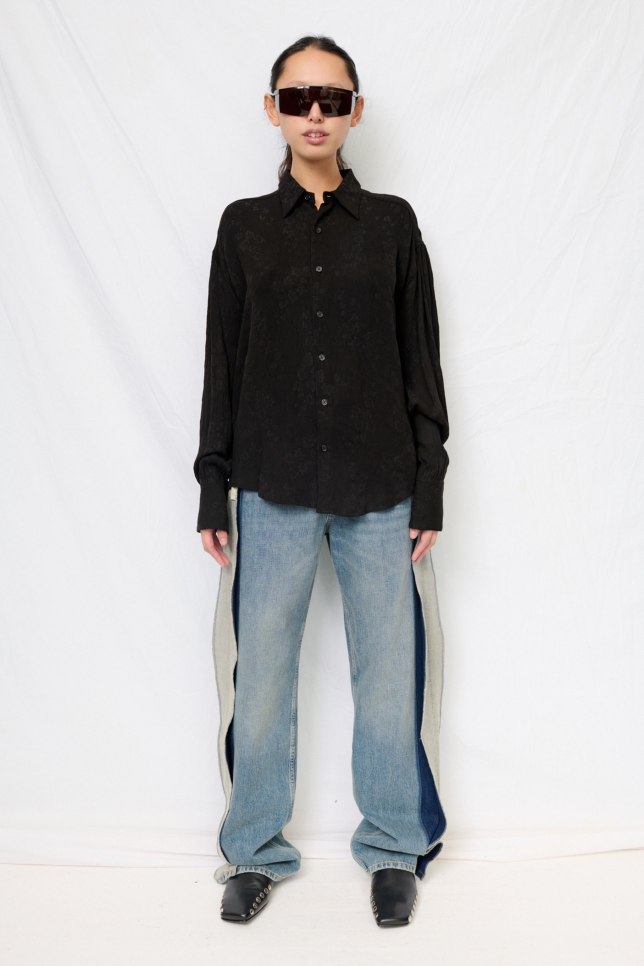 Black Floral Arc Shirt