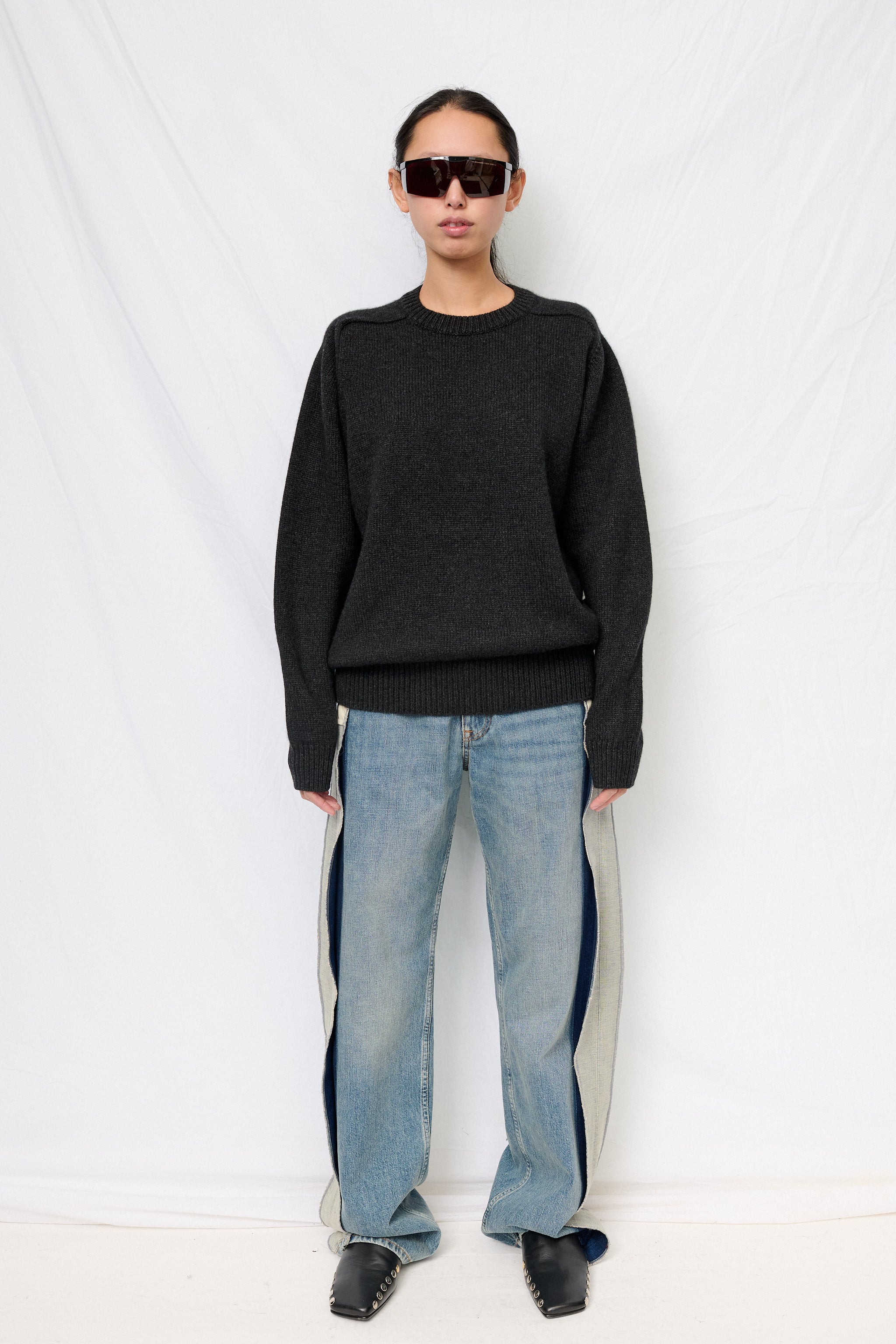 Melange Black Innocent Cashmere Heavy Weight Crewneck