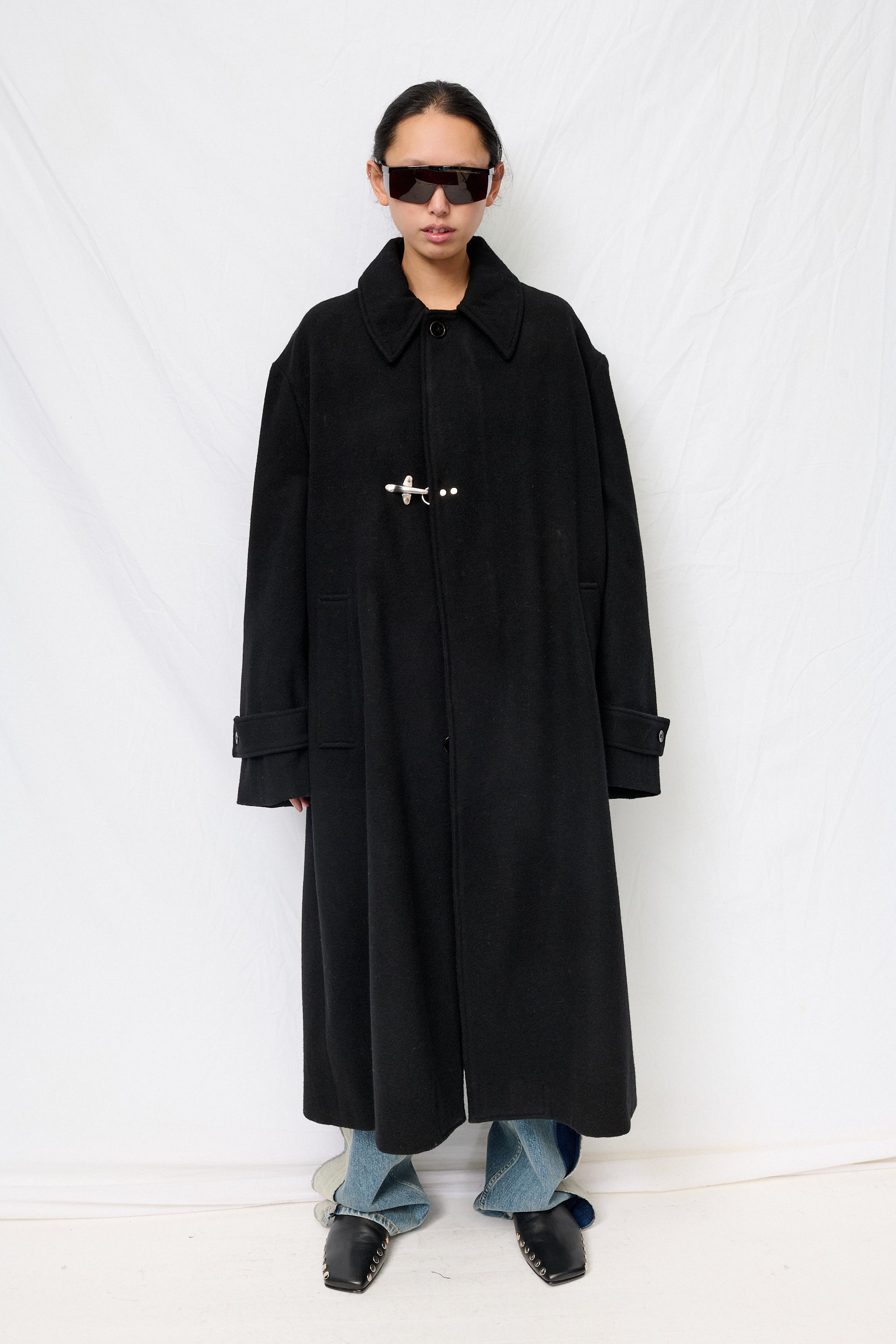 Black Wool Fireman Overcoat
