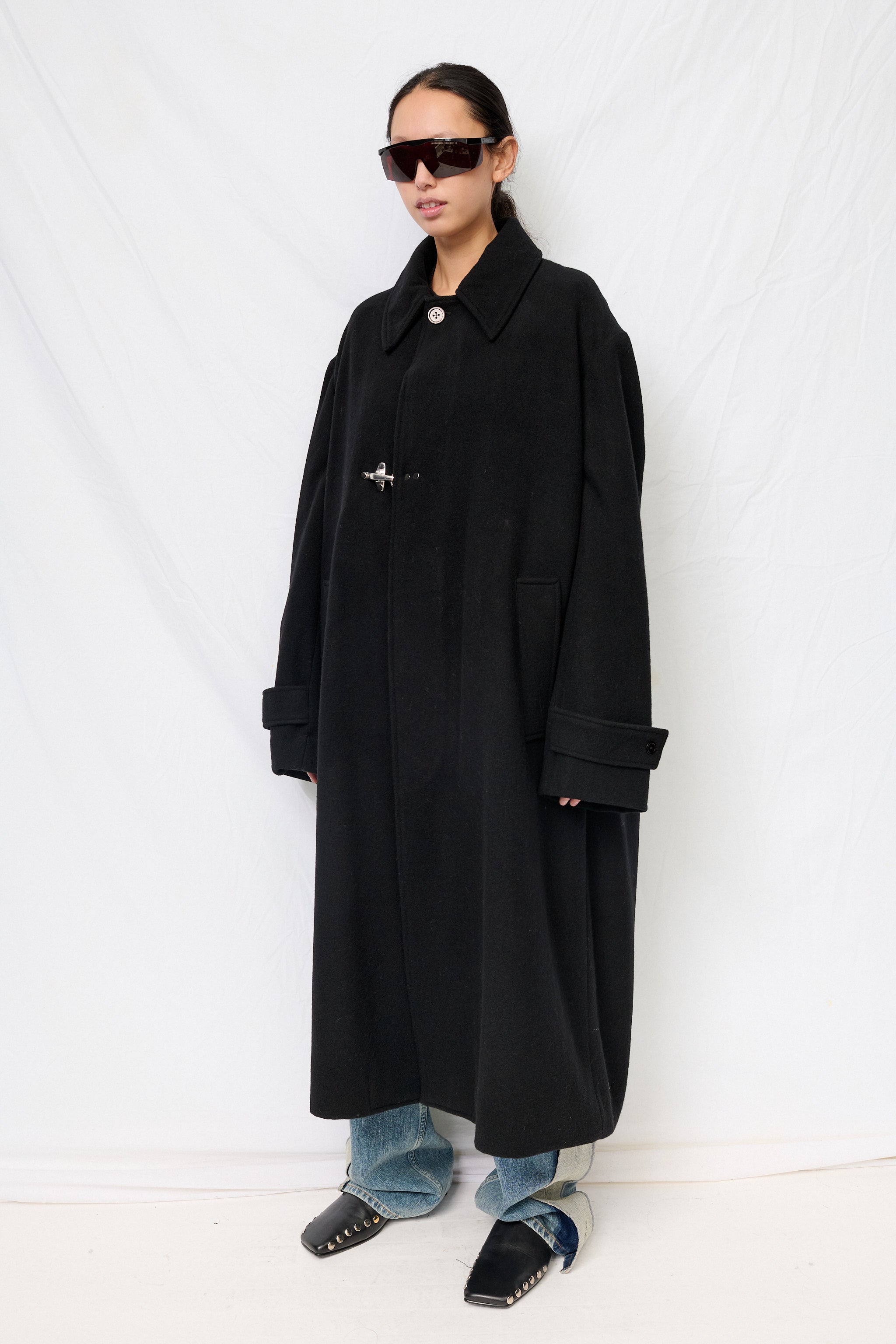 Black Wool Fireman Overcoat
