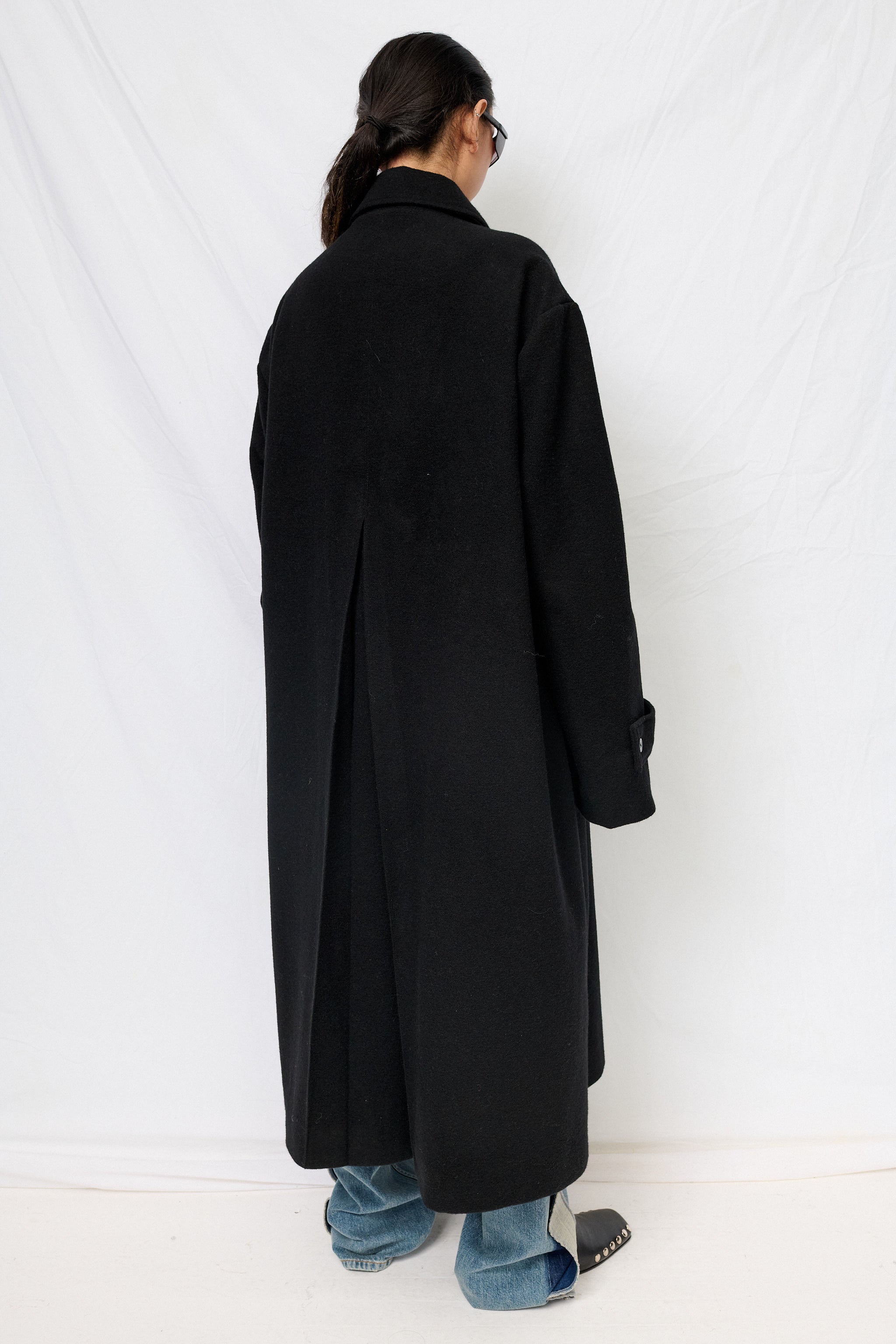Black Wool Fireman Overcoat