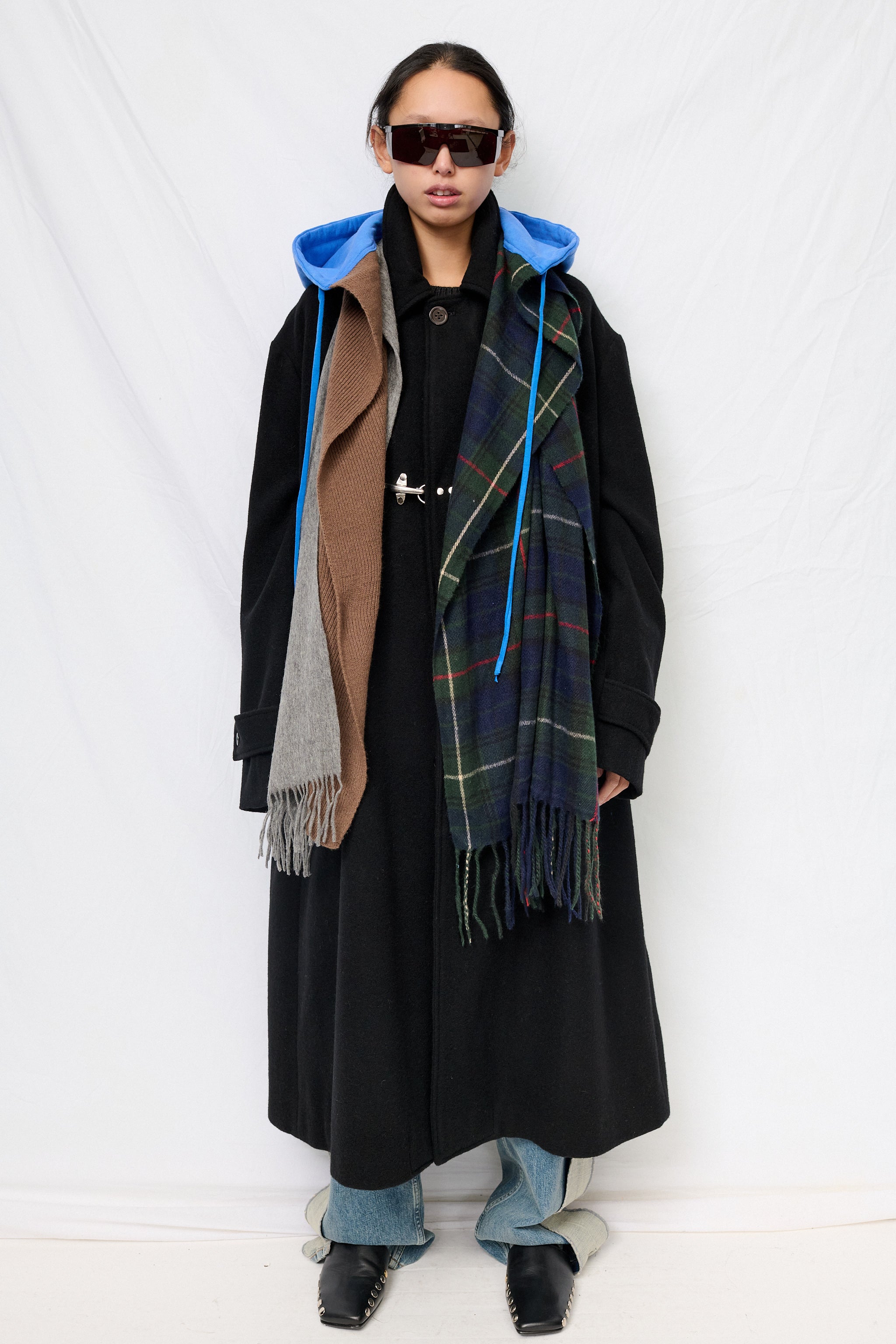 Blue Multi Deconstructed Hoodie Scarf