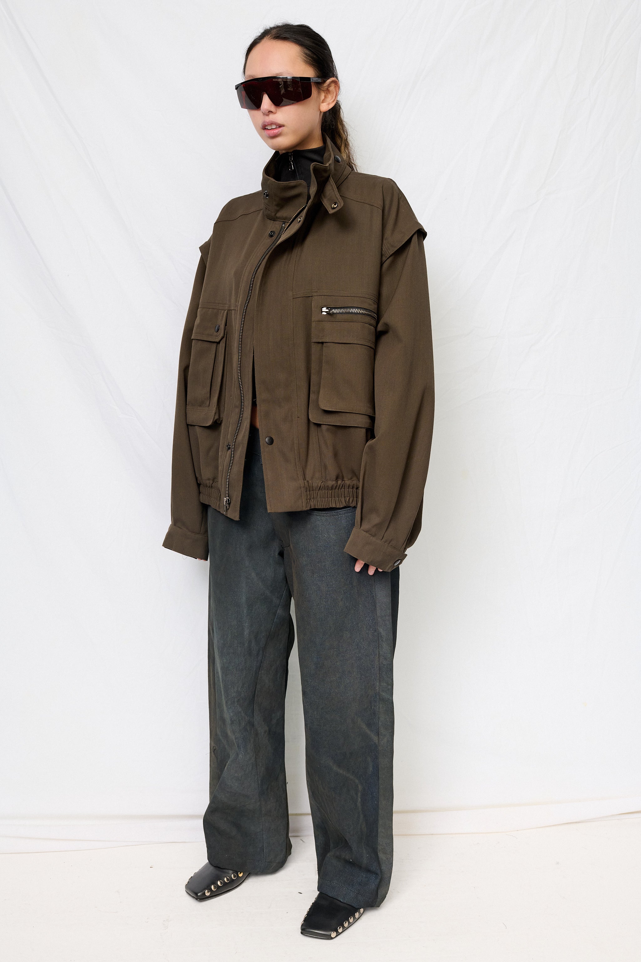 Brown Suiting Military Jacket