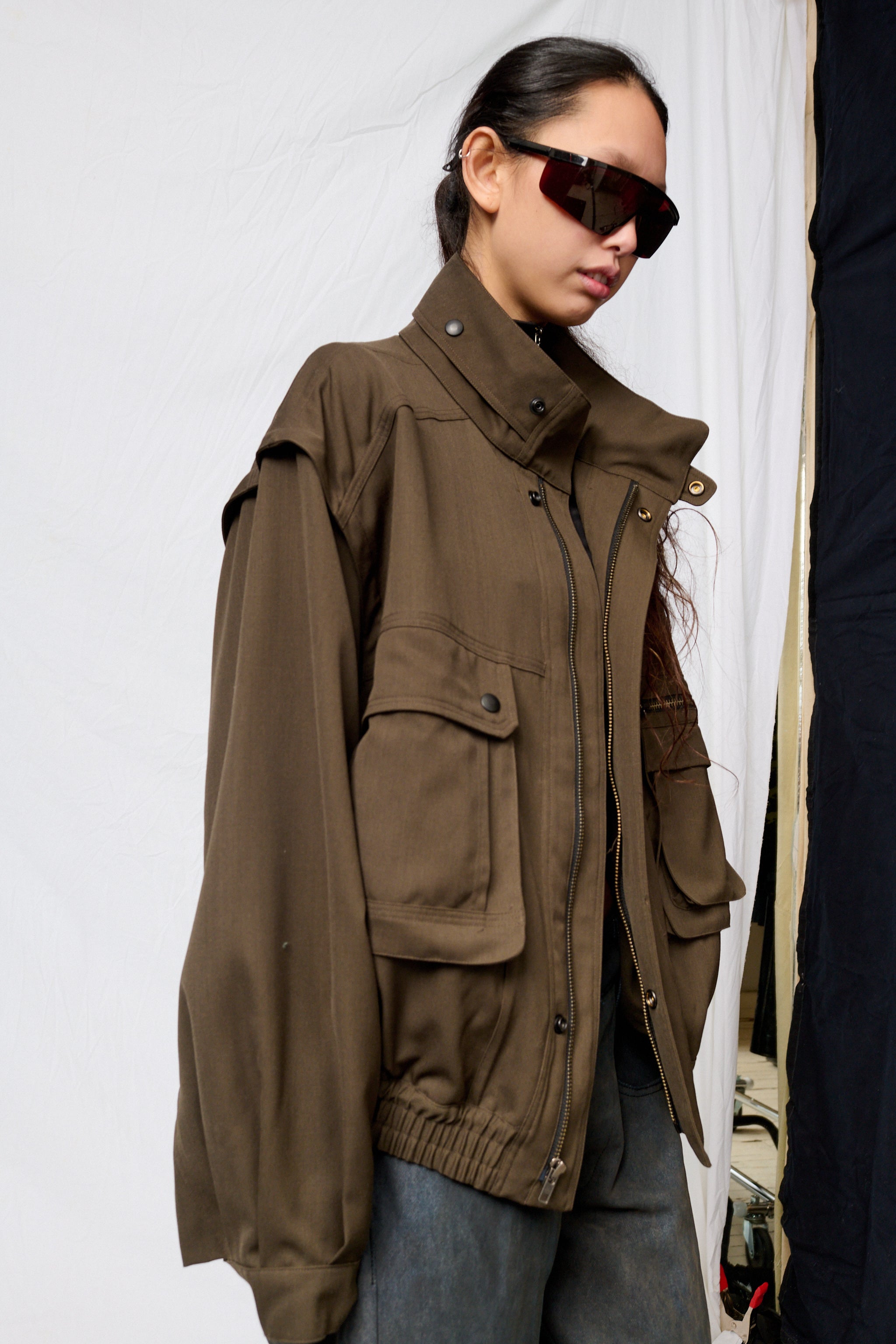 Brown Suiting Military Jacket