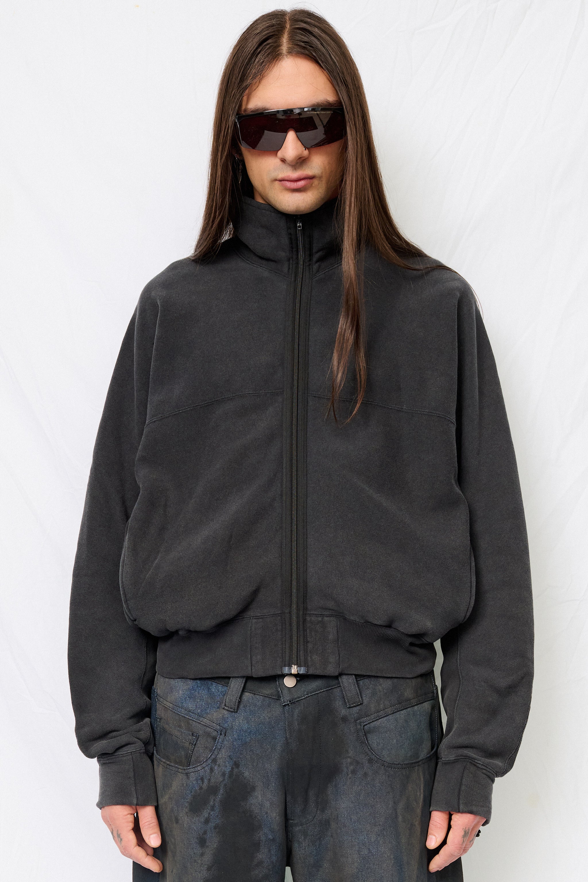 Charcoal Highneck Zip Up Sweatshirt