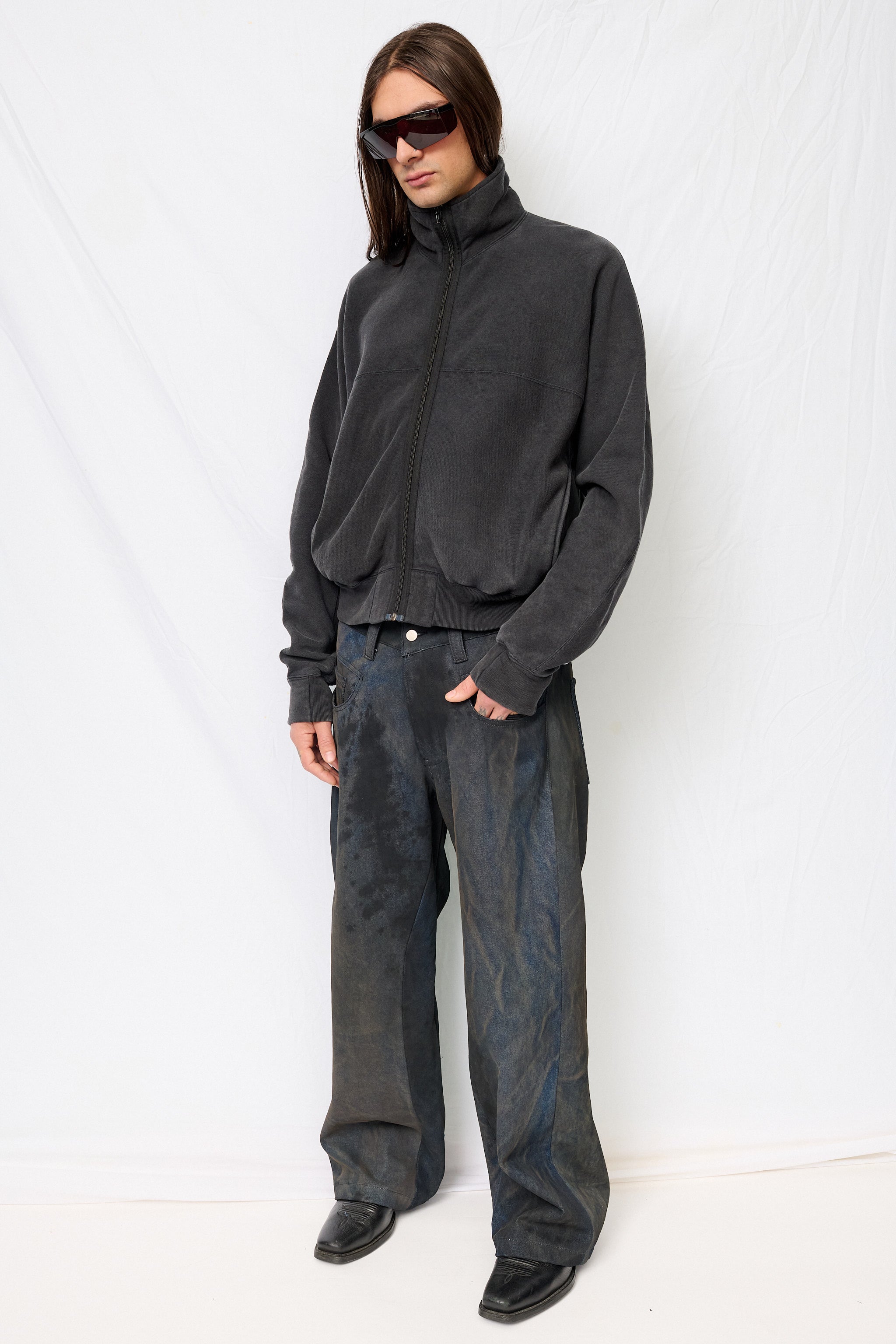 Charcoal Highneck Zip Up Sweatshirt