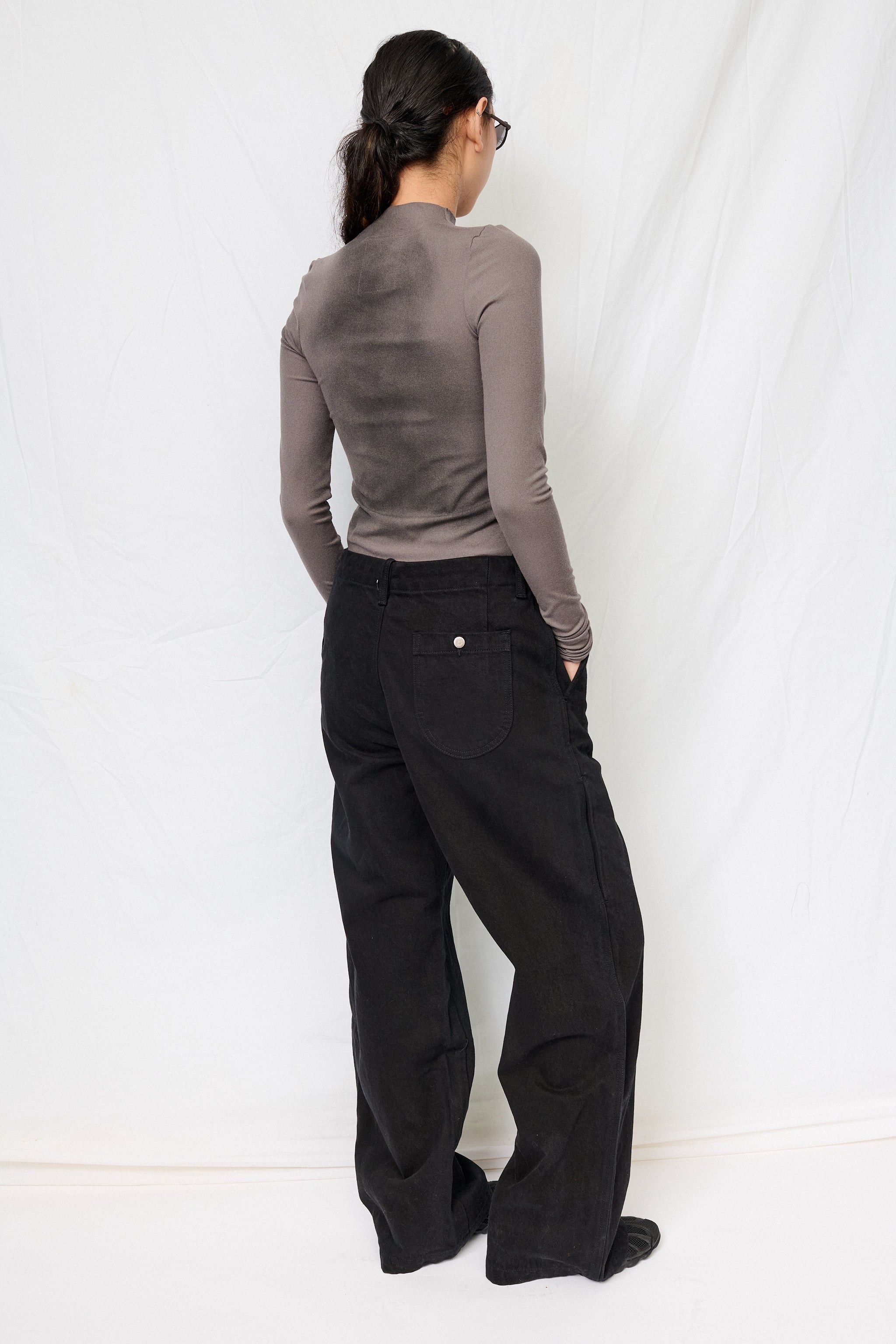 Grey Airbrush Crop Long Sleeve Mockneck