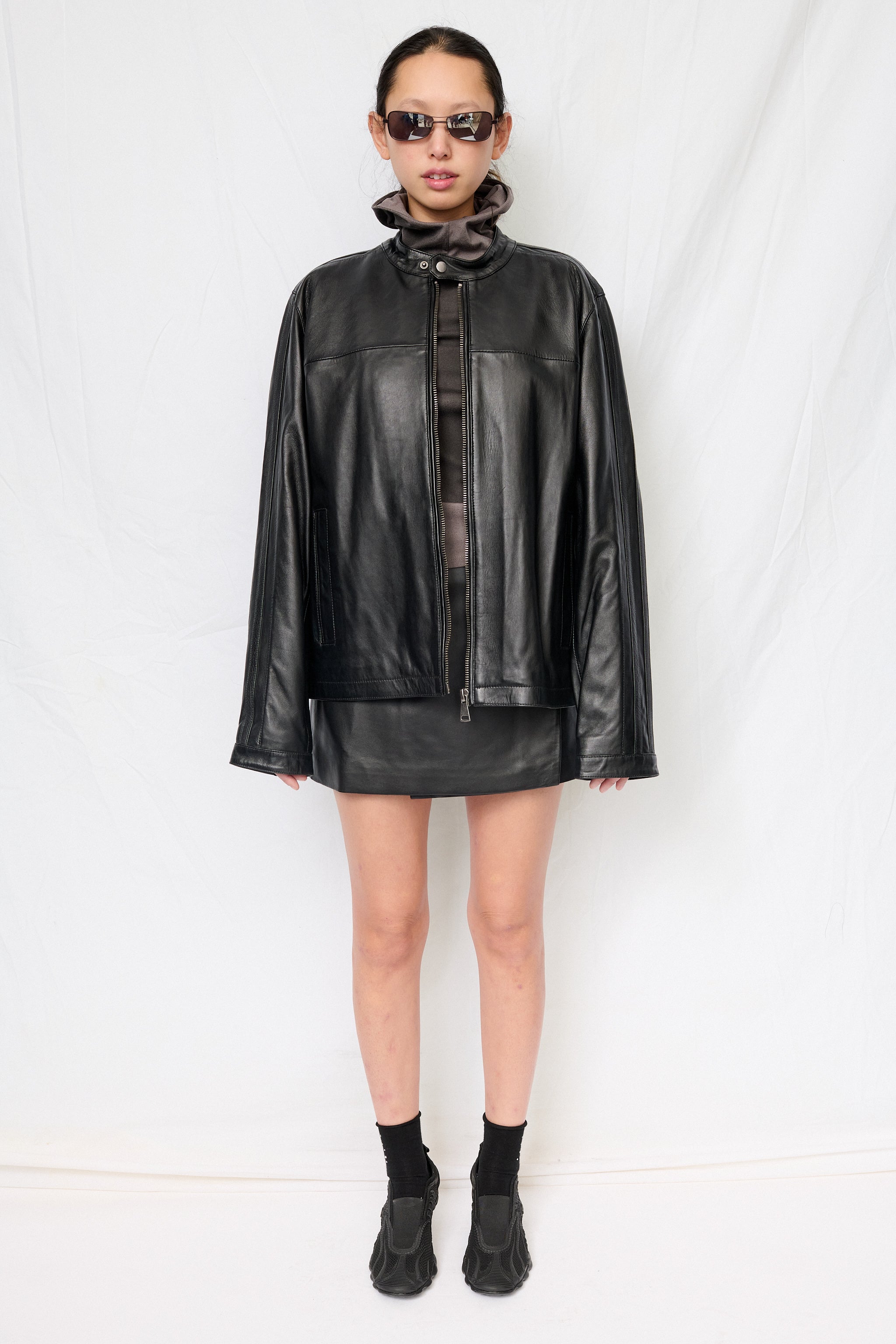 Black Nappa Leather Parka Jacket - Assembly New York