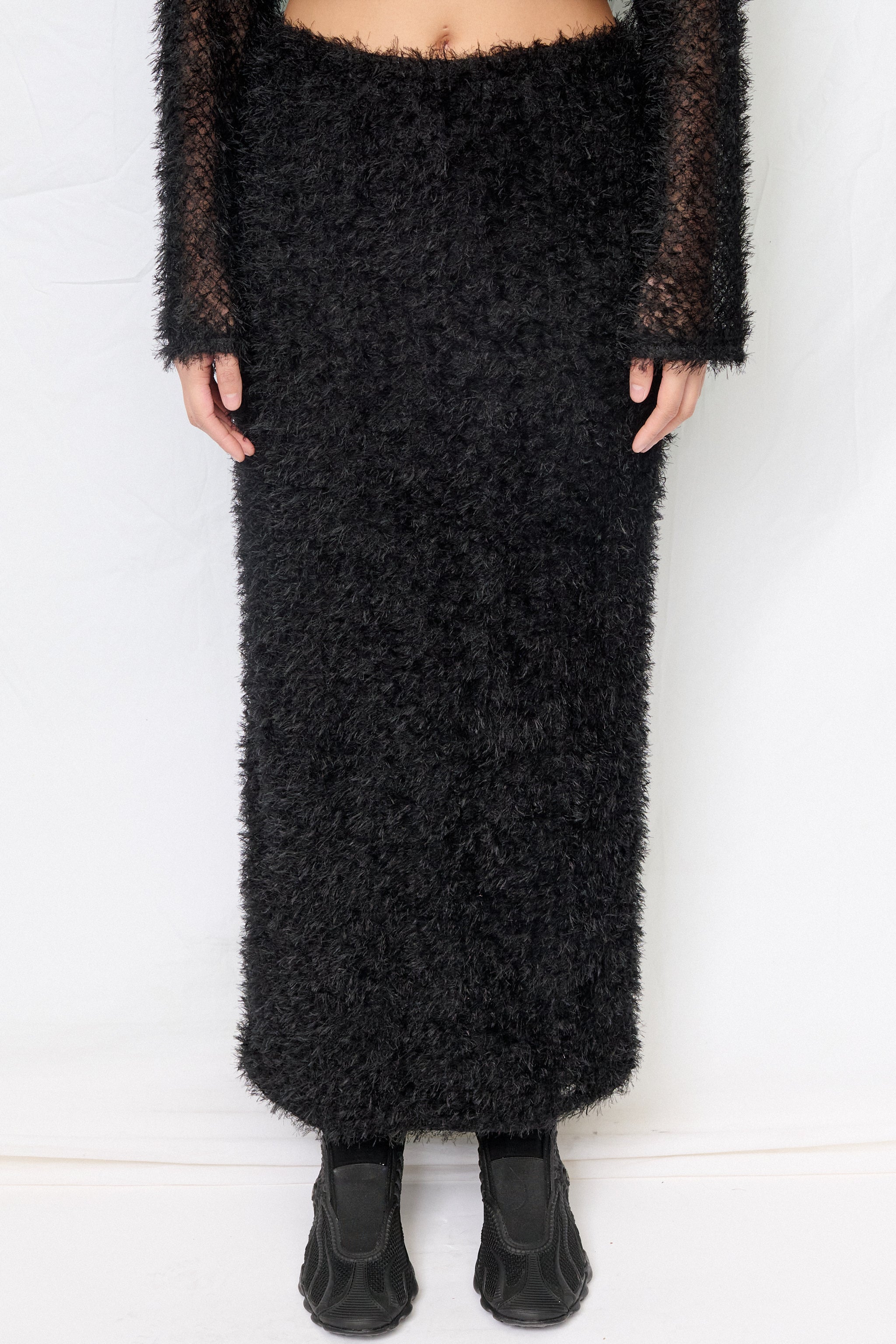 Black Feather Maxi Skirt