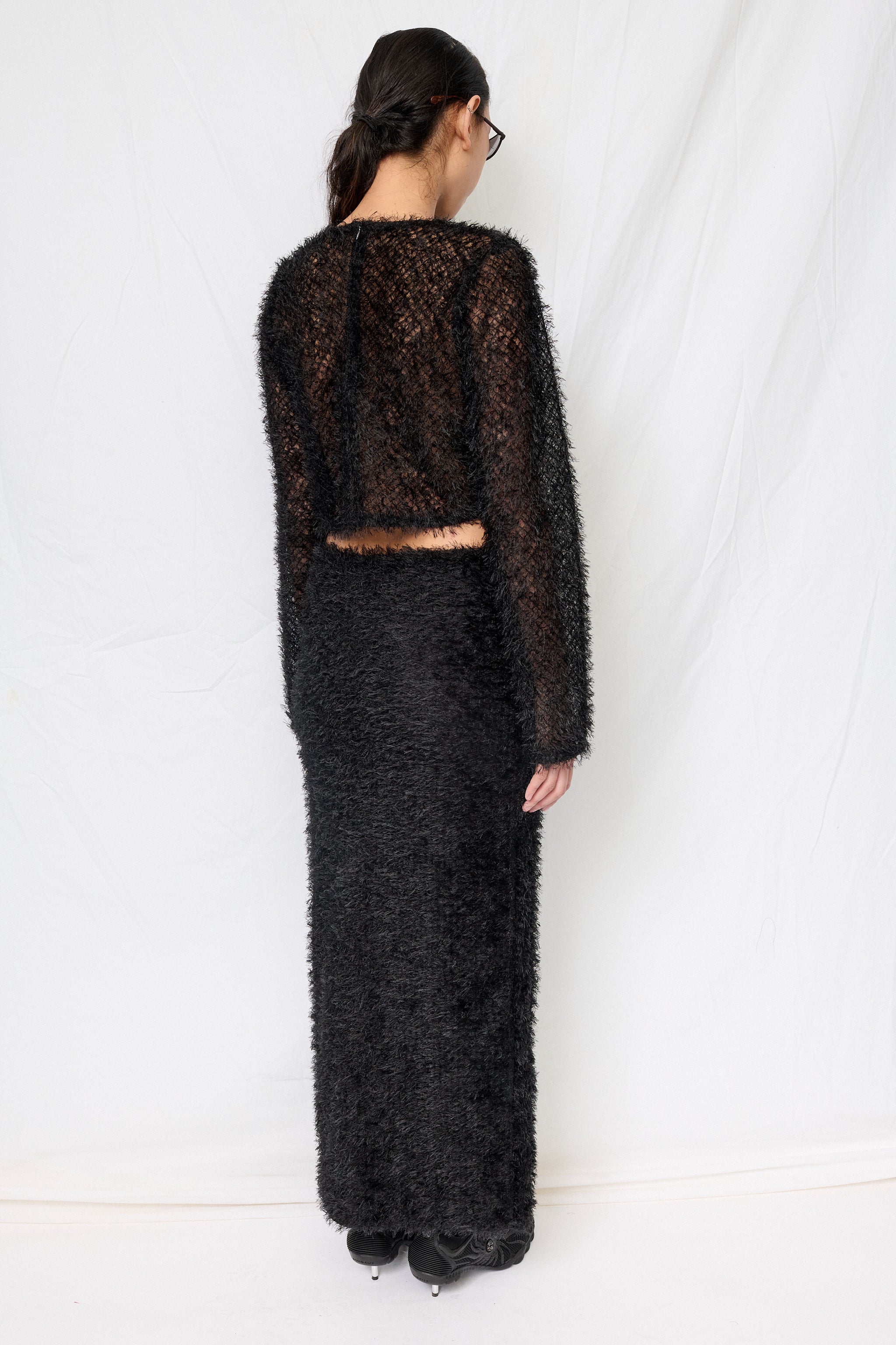 Black Feather Maxi Skirt