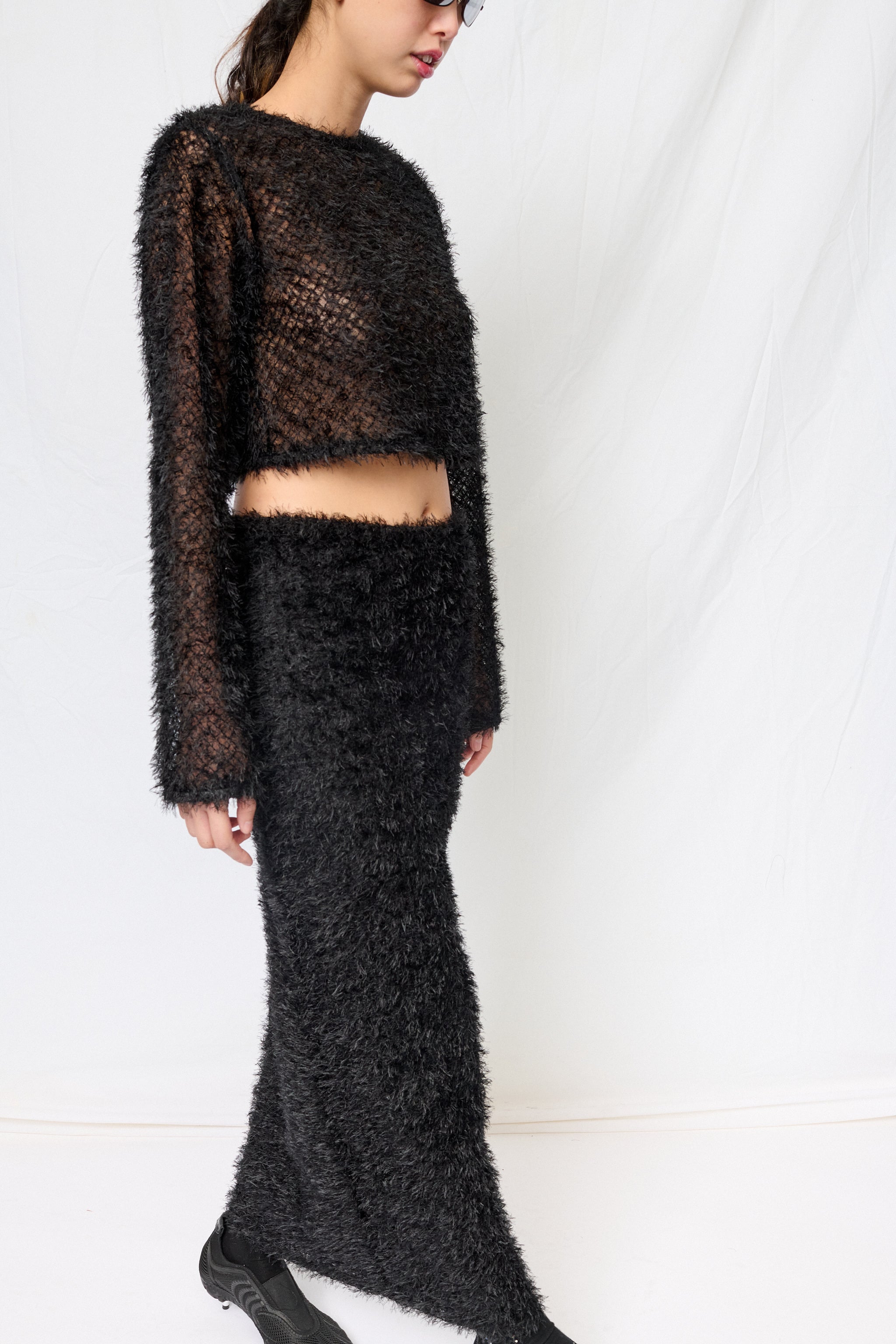 Black Feather Maxi Skirt