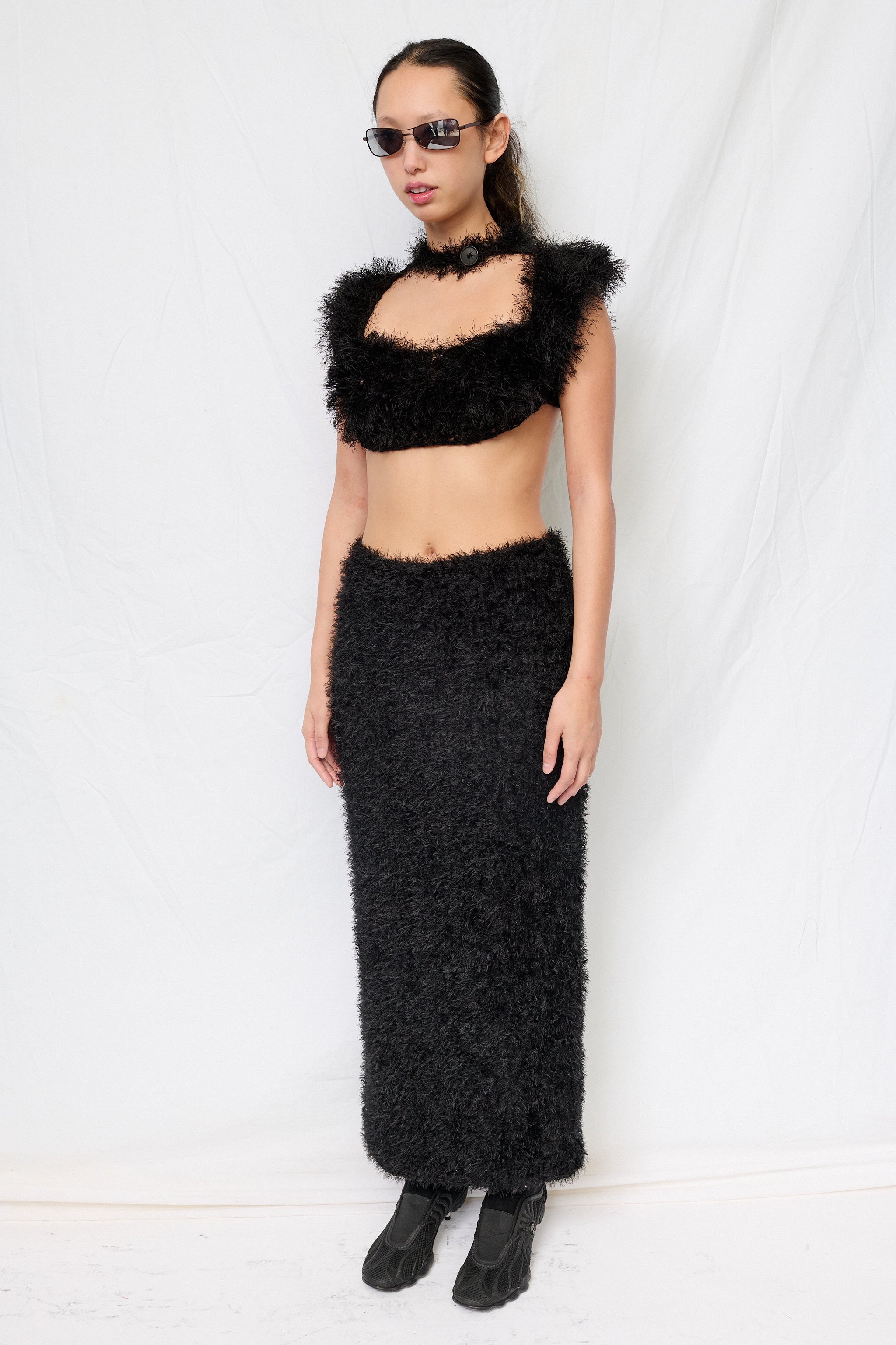 Black Puff Mini Bra Top