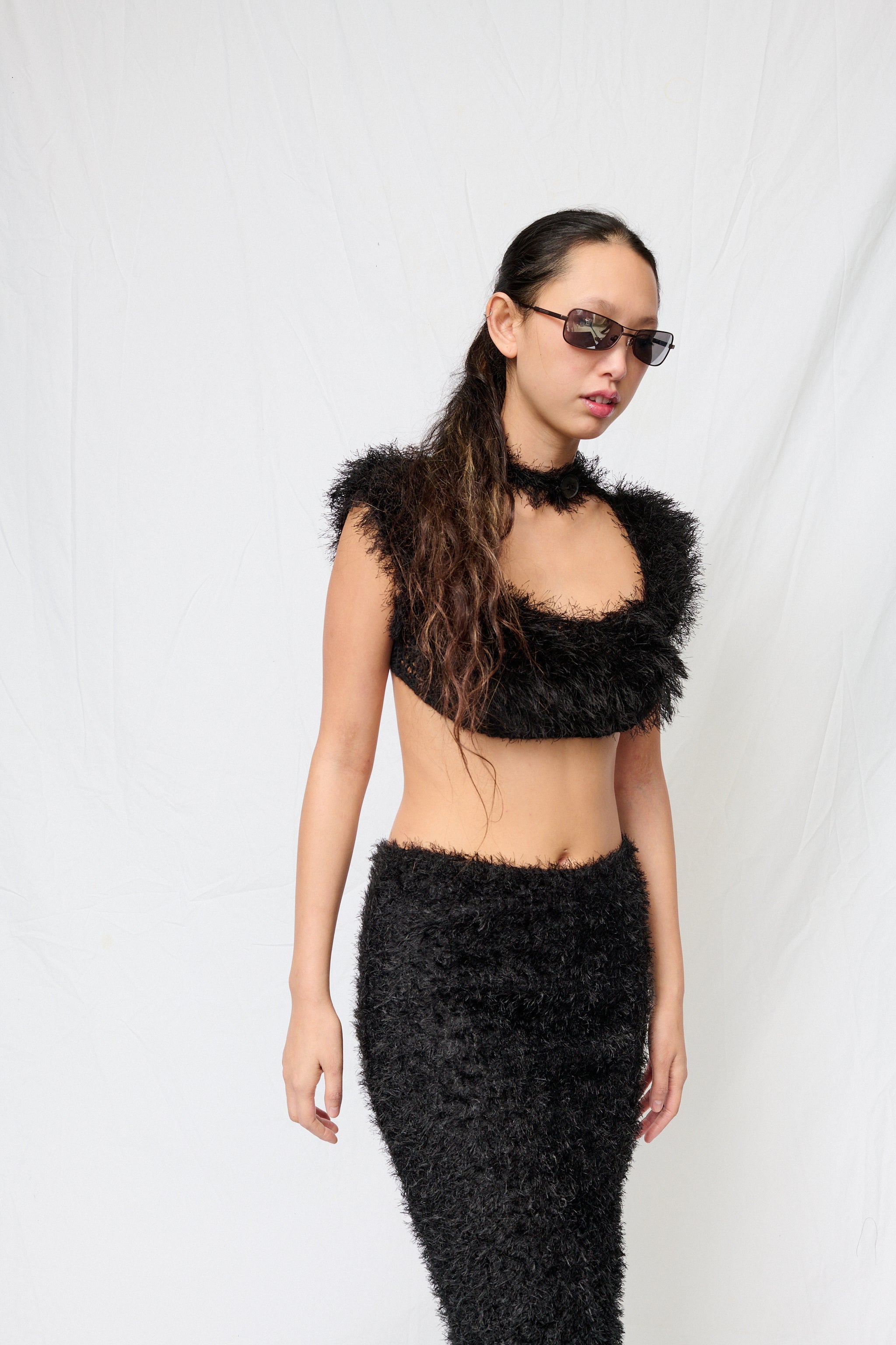 Black Puff Mini Bra Top