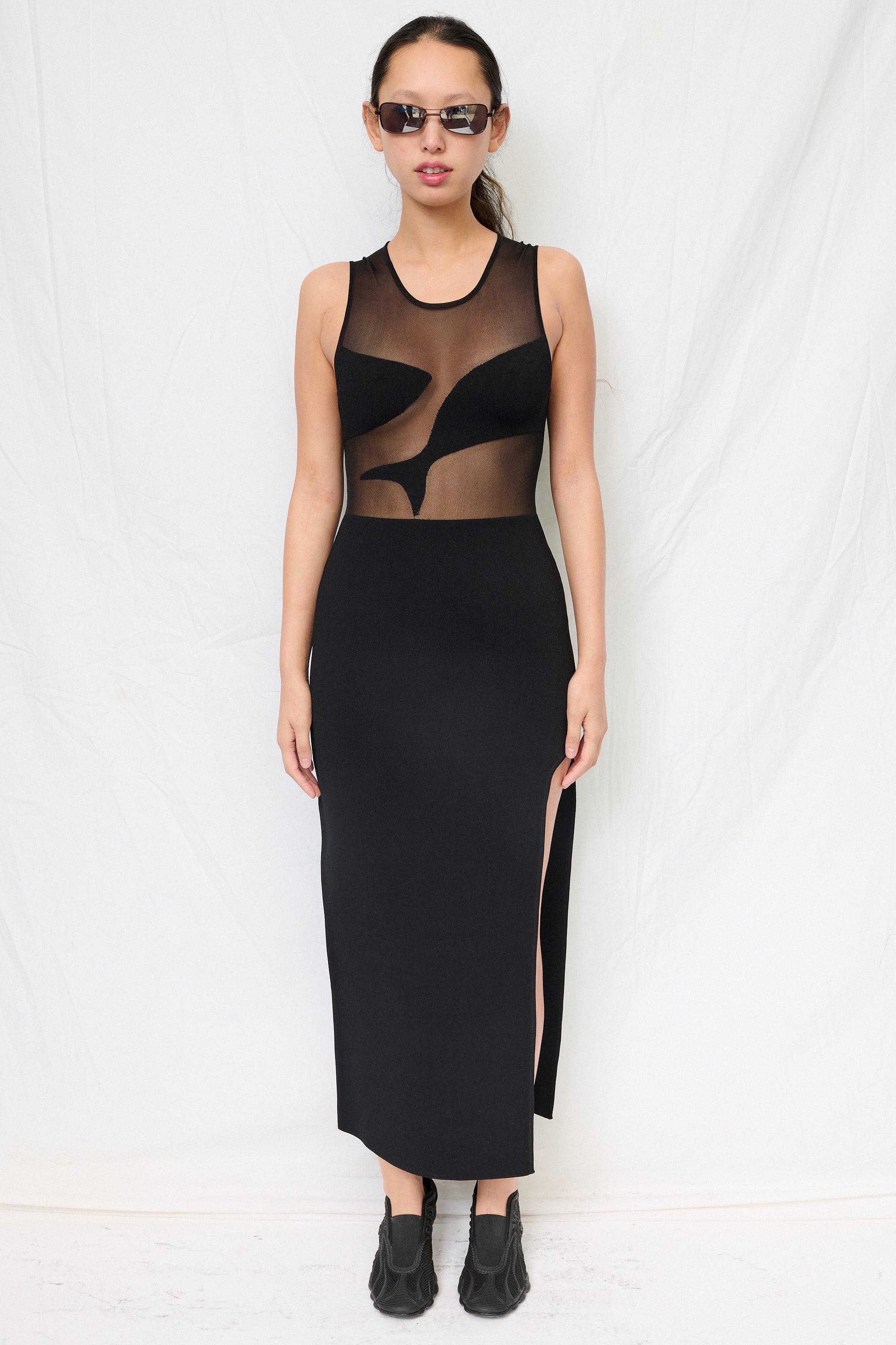 Black Limia Sheer Long Dress
