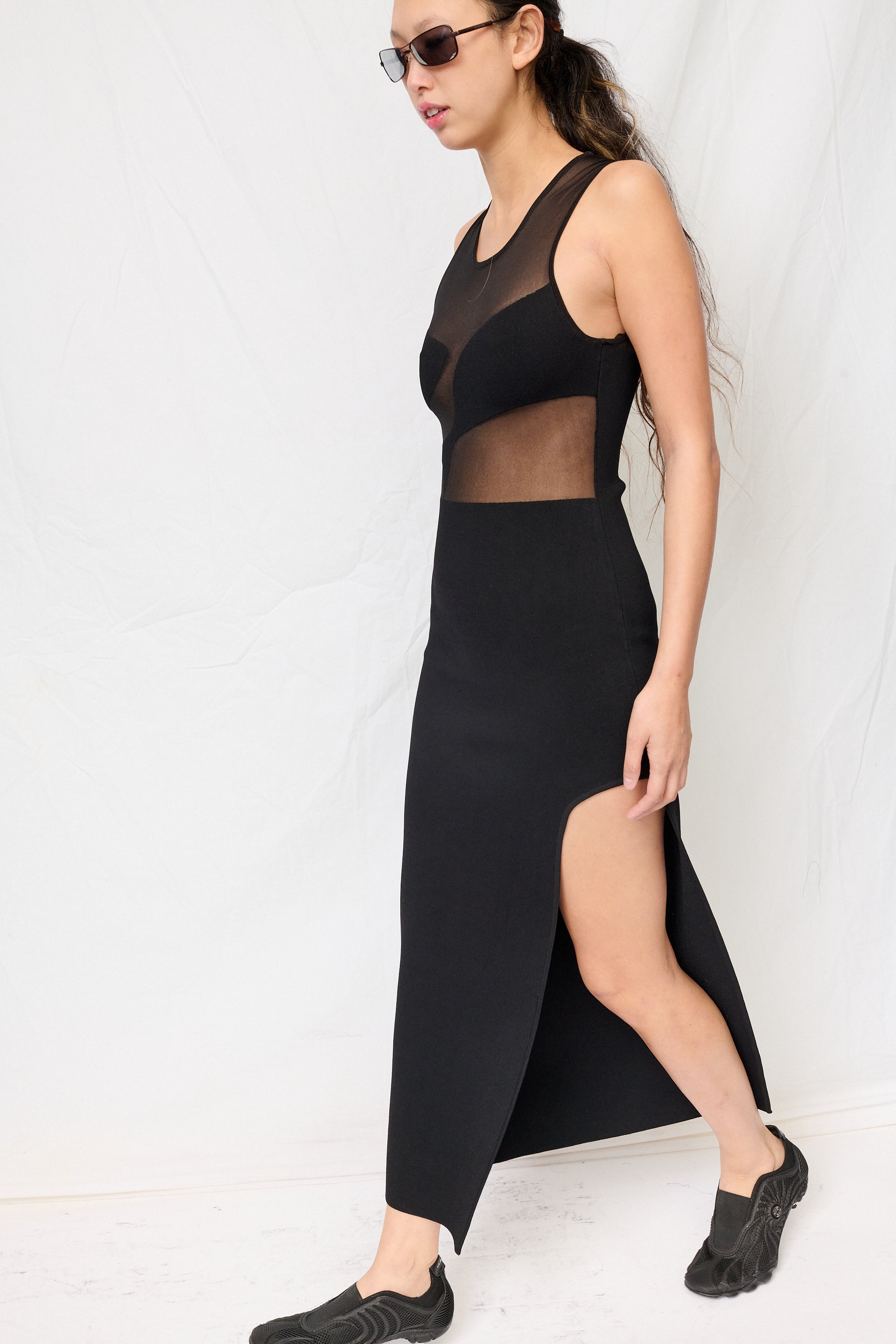 Black Limia Sheer Long Dress