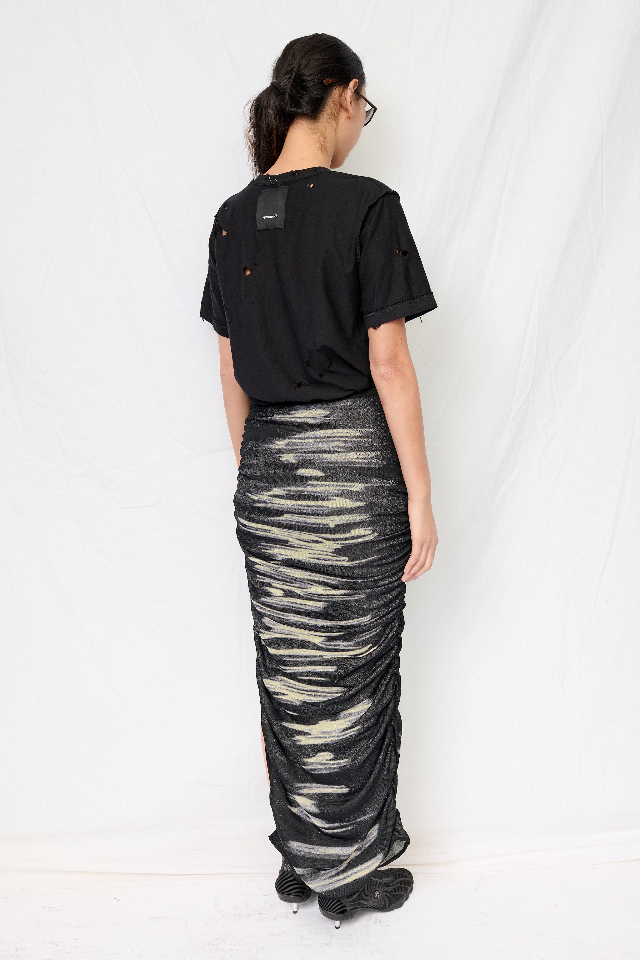 Yellow Sea Nile Lake Print Midi Skirt