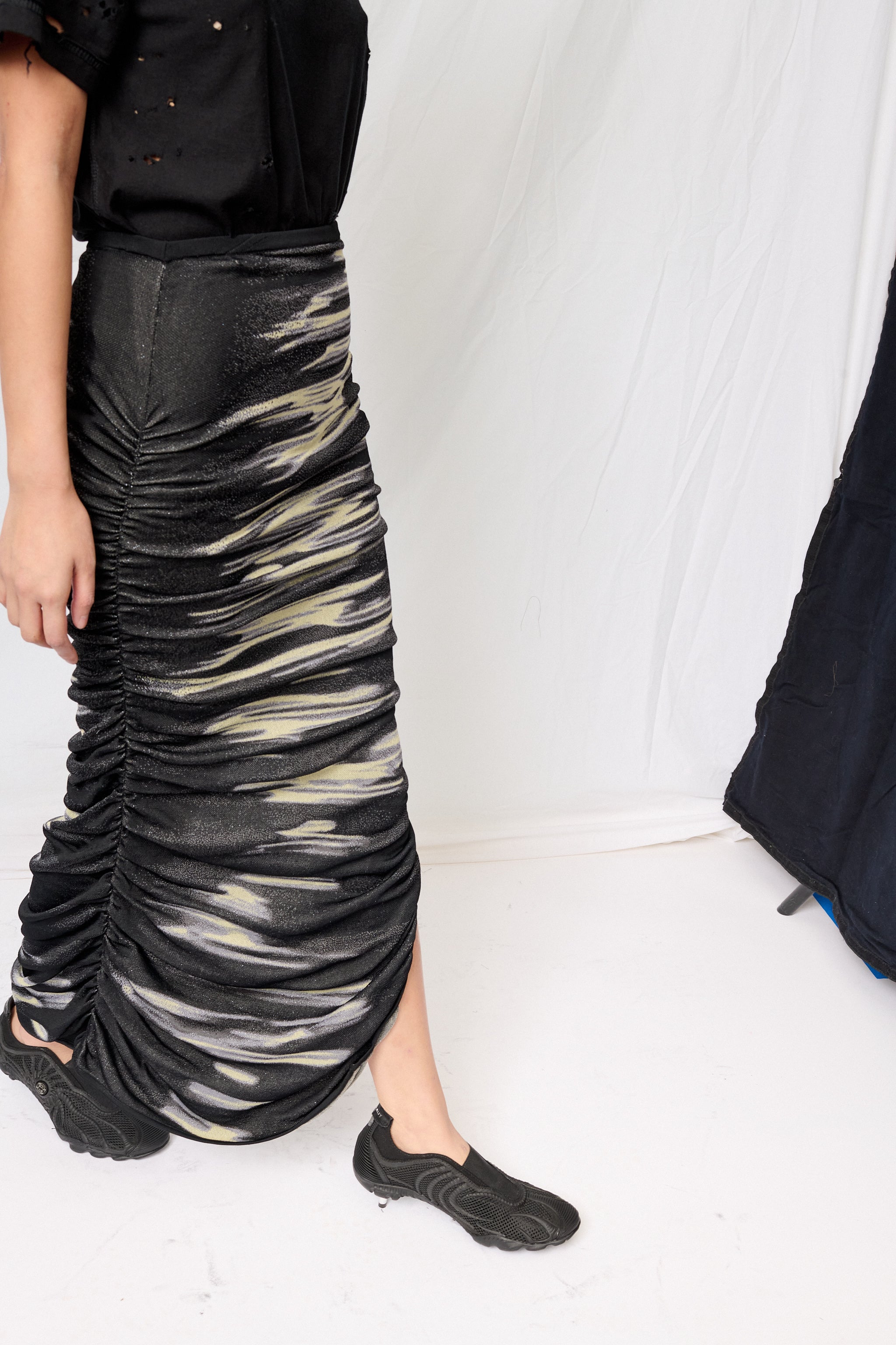 Yellow Sea Nile Lake Print Midi Skirt