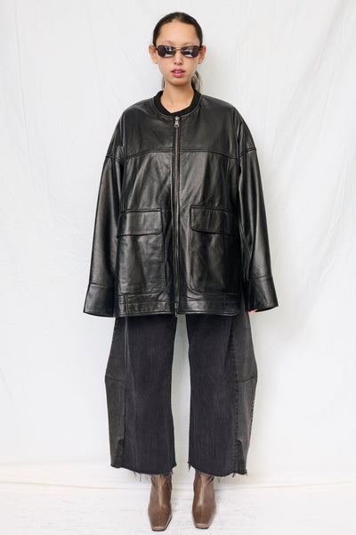 Black Nappa Leather Parka Jacket - Assembly New York