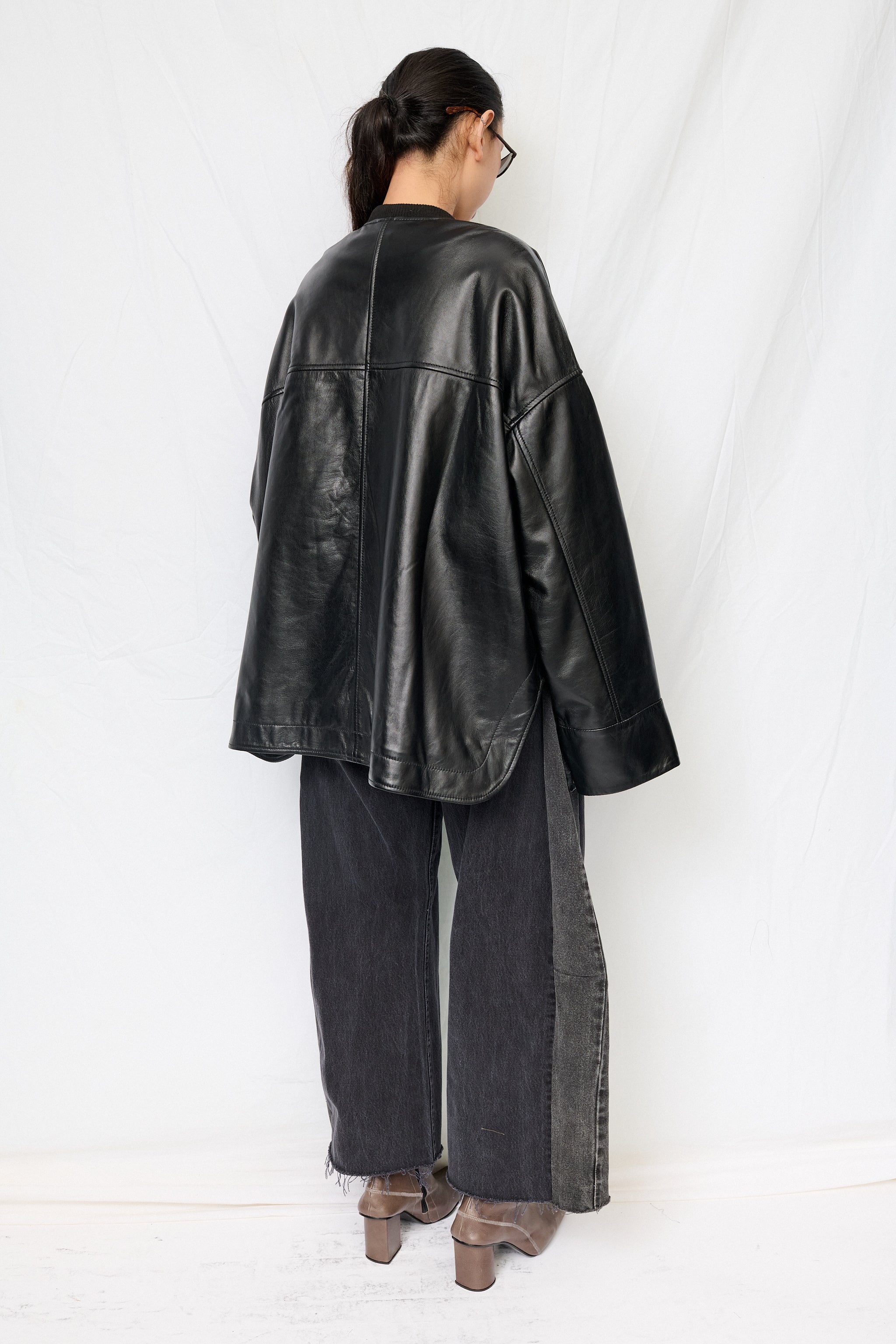 Black Nappa Leather Parka Jacket