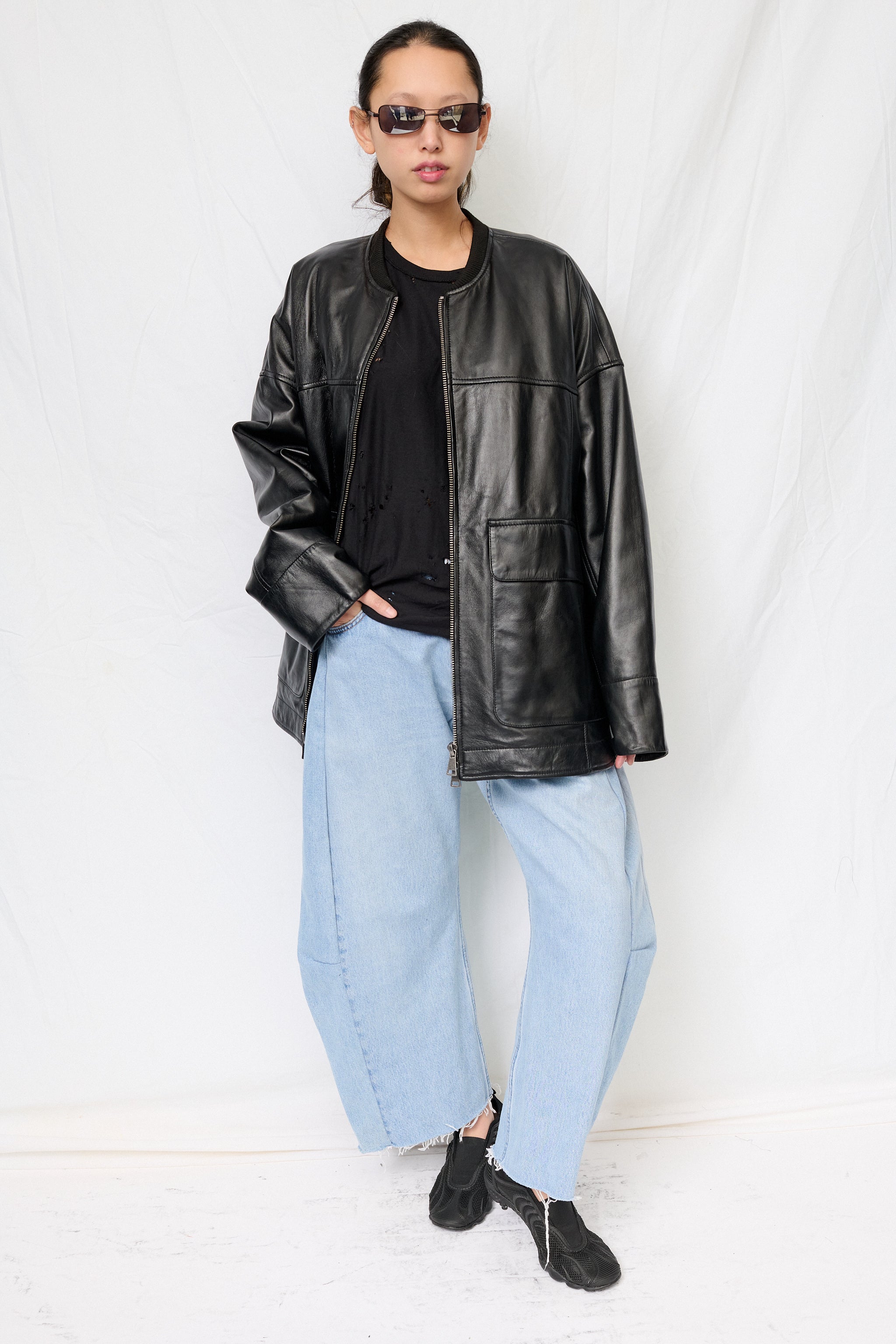 Black Nappa Leather Parka Jacket