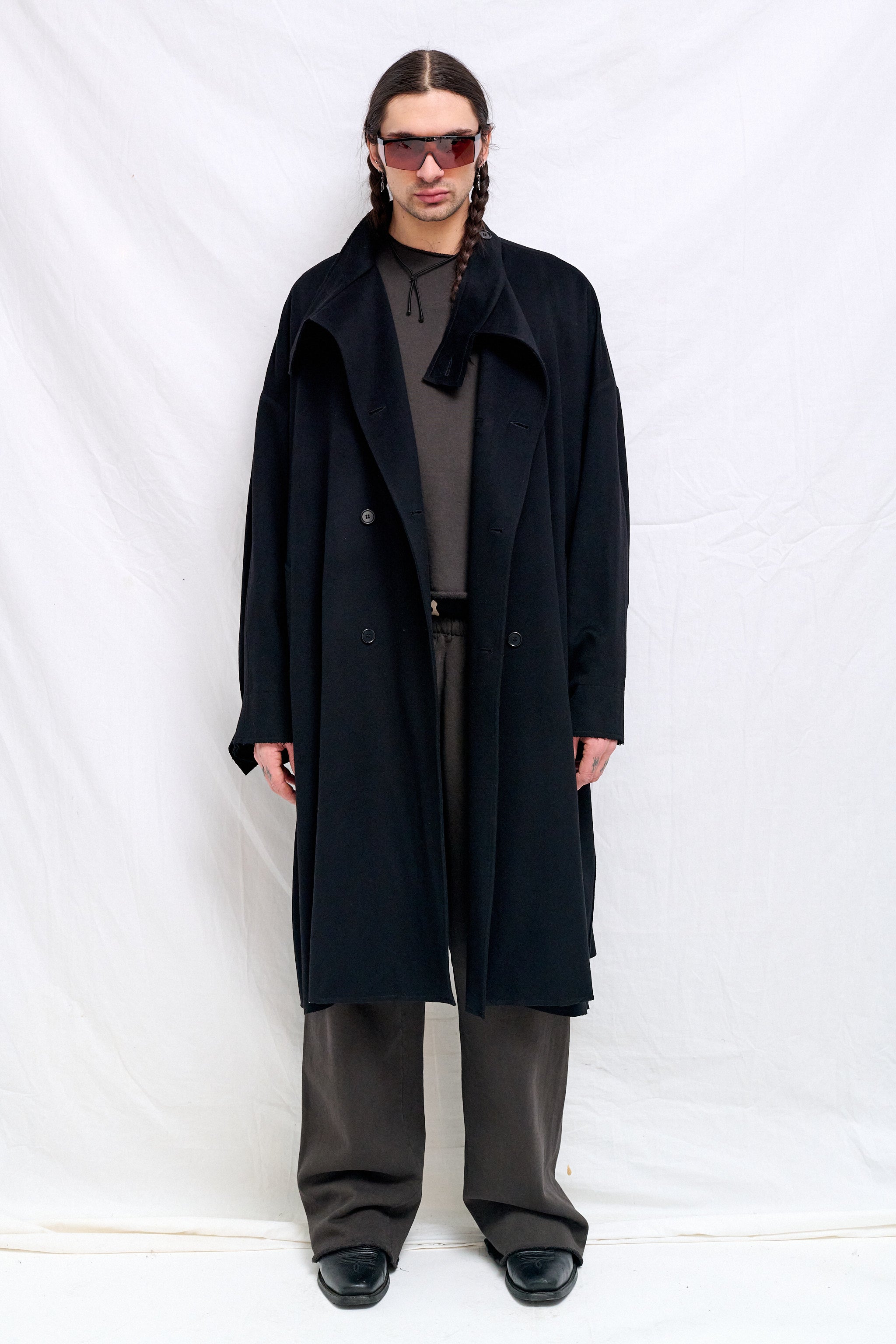 No.65  Black Heavy Wool Oversized Coat