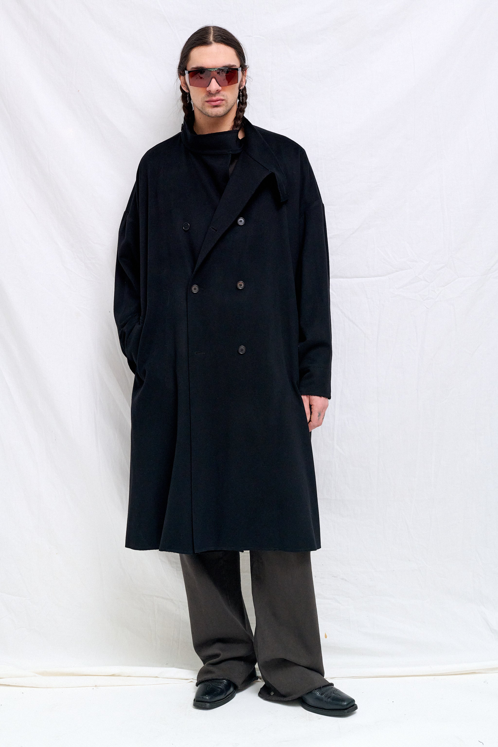 No.65  Black Heavy Wool Oversized Coat