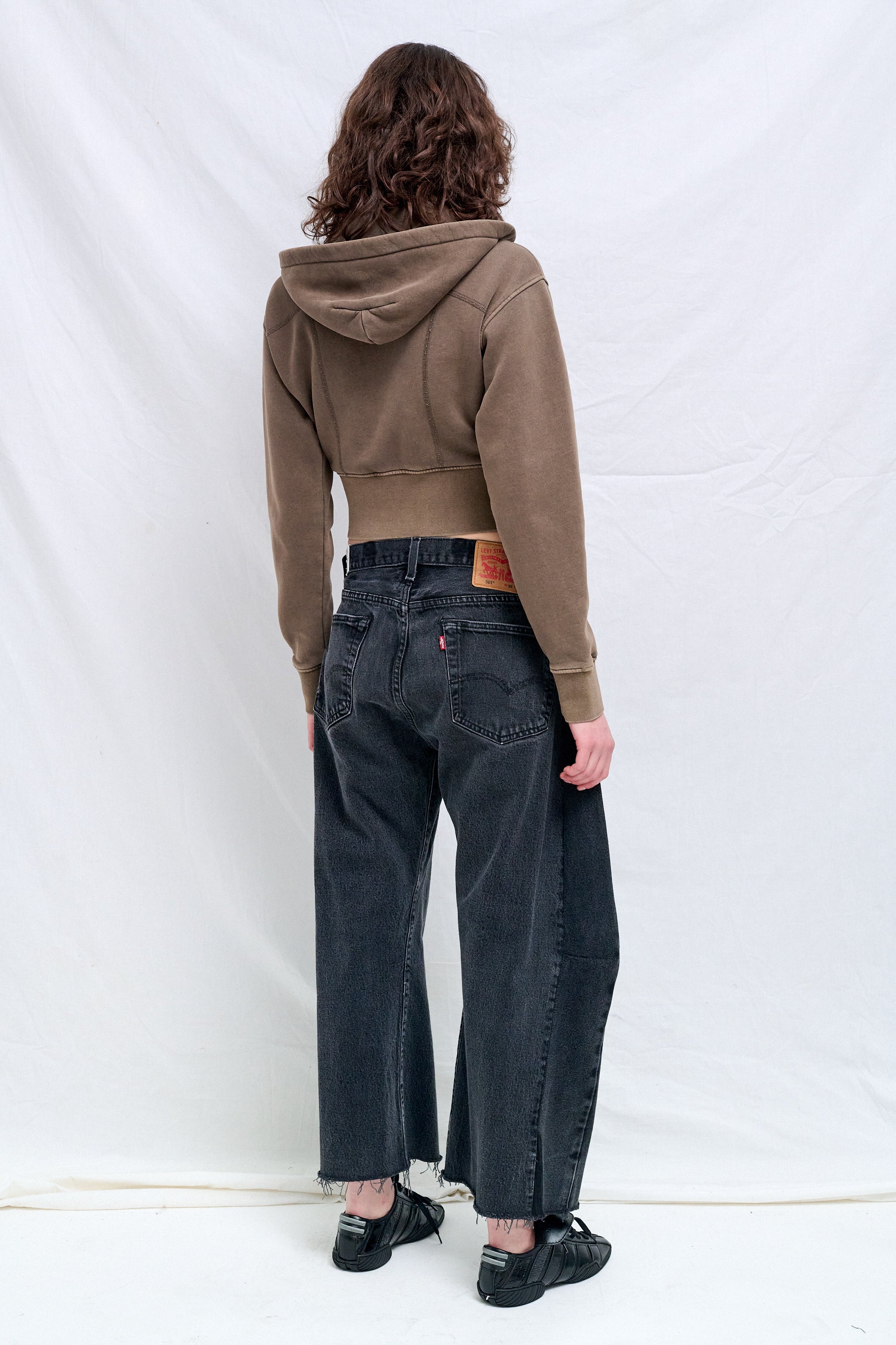 Coffee Cropped Fleece Hoodie