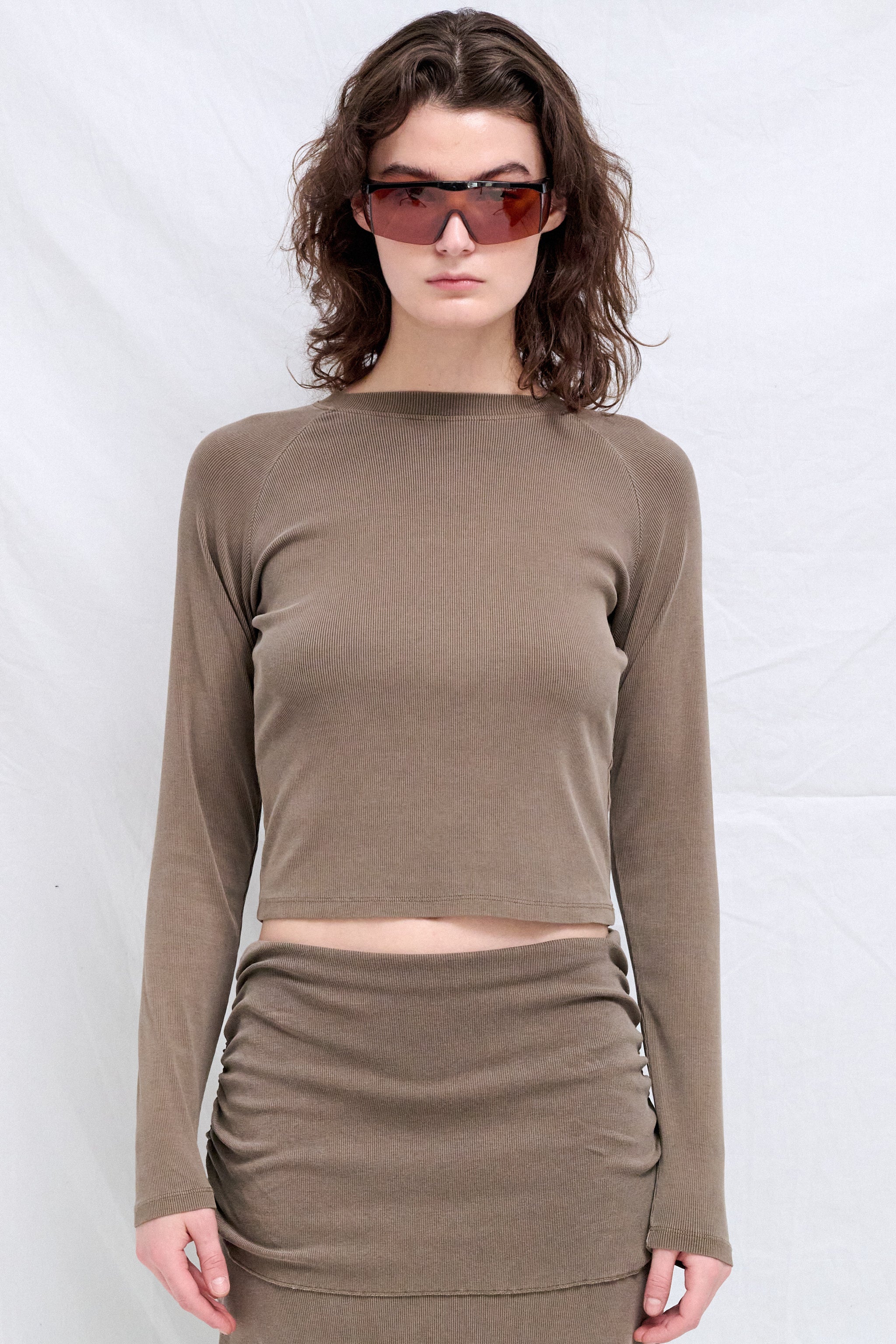 Coffee Raglan Long Sleeve Slim T-Shirt