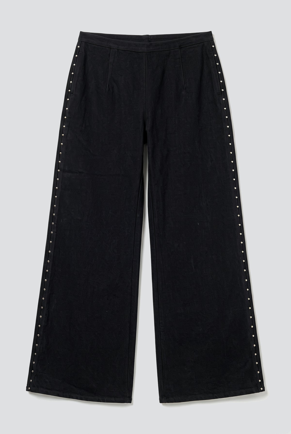 Black Denim Side Hook Clean Pant