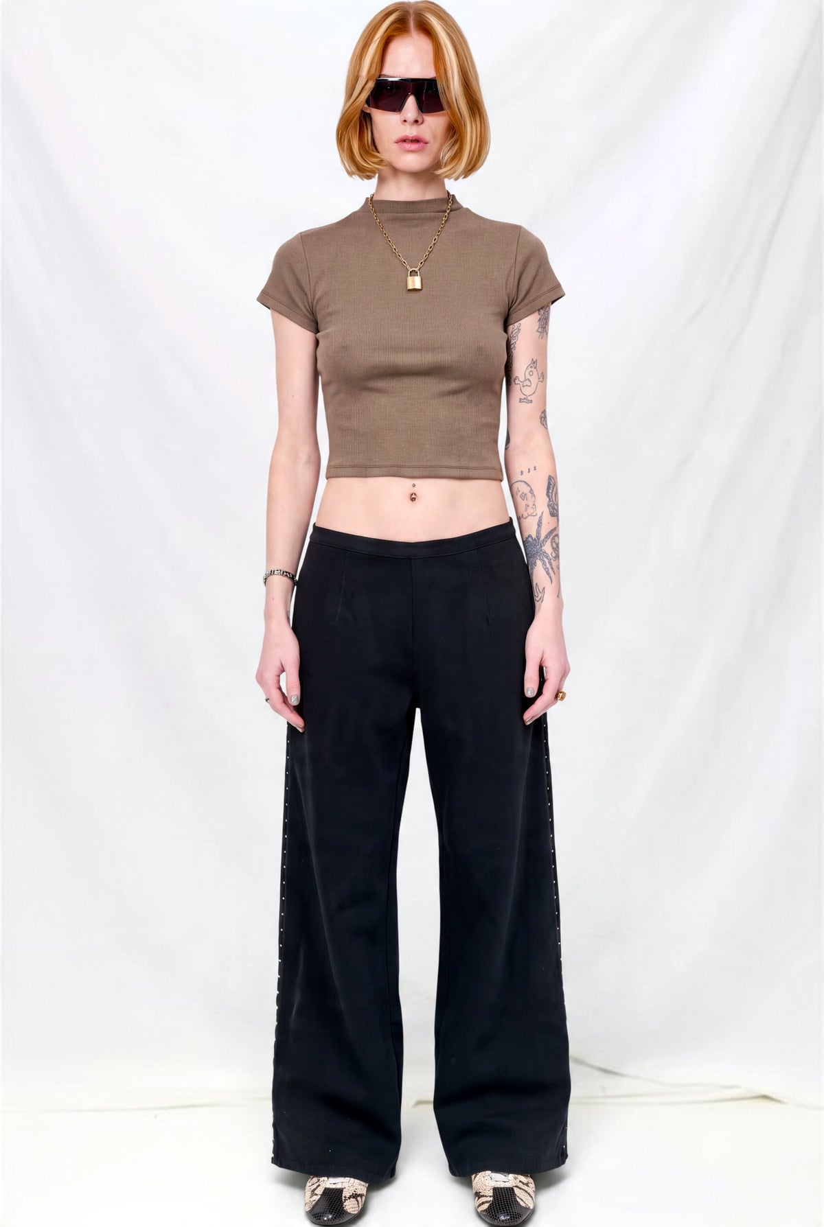 Black Denim Side Hook Clean Pant