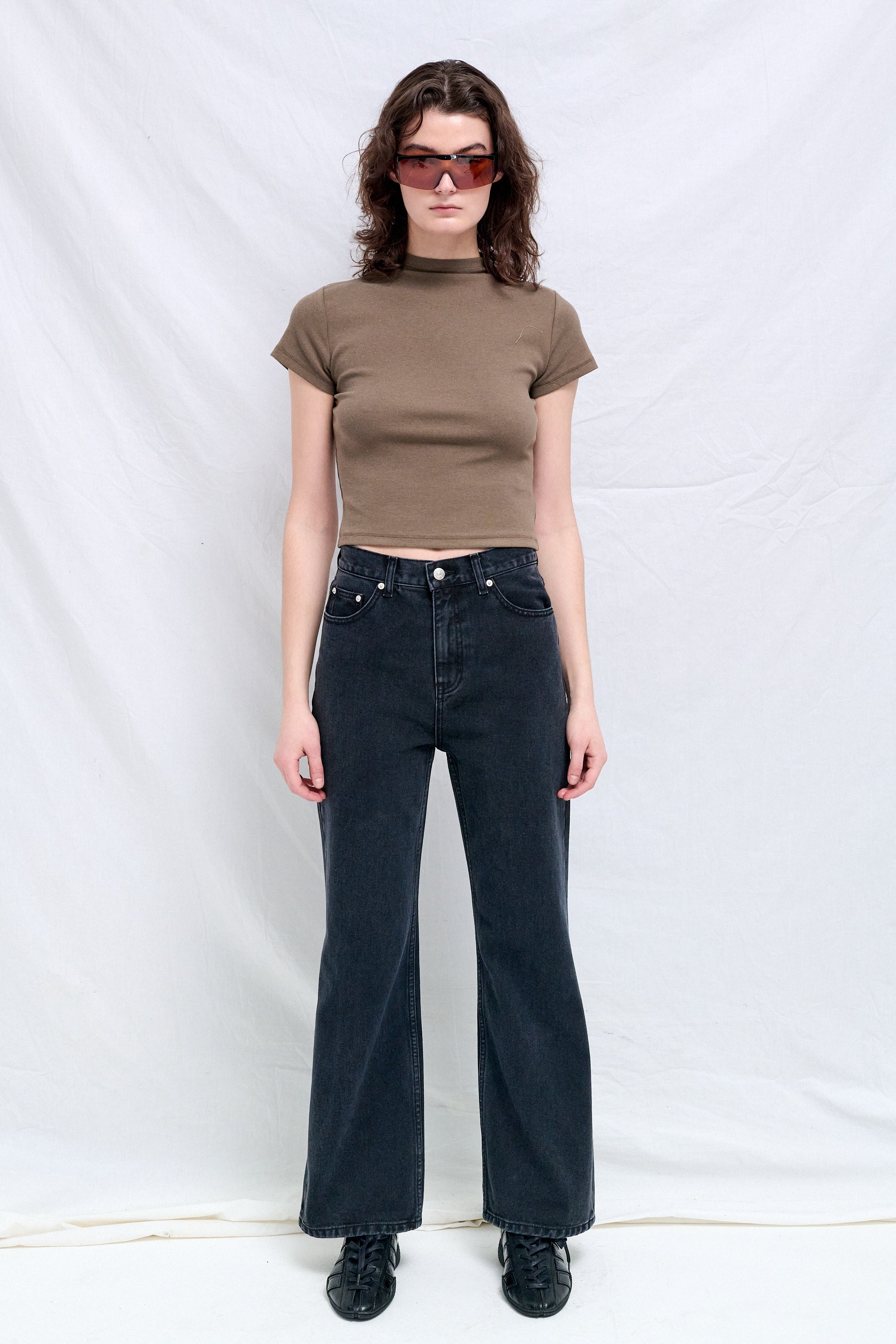 Black Relaxed Flared Jeans