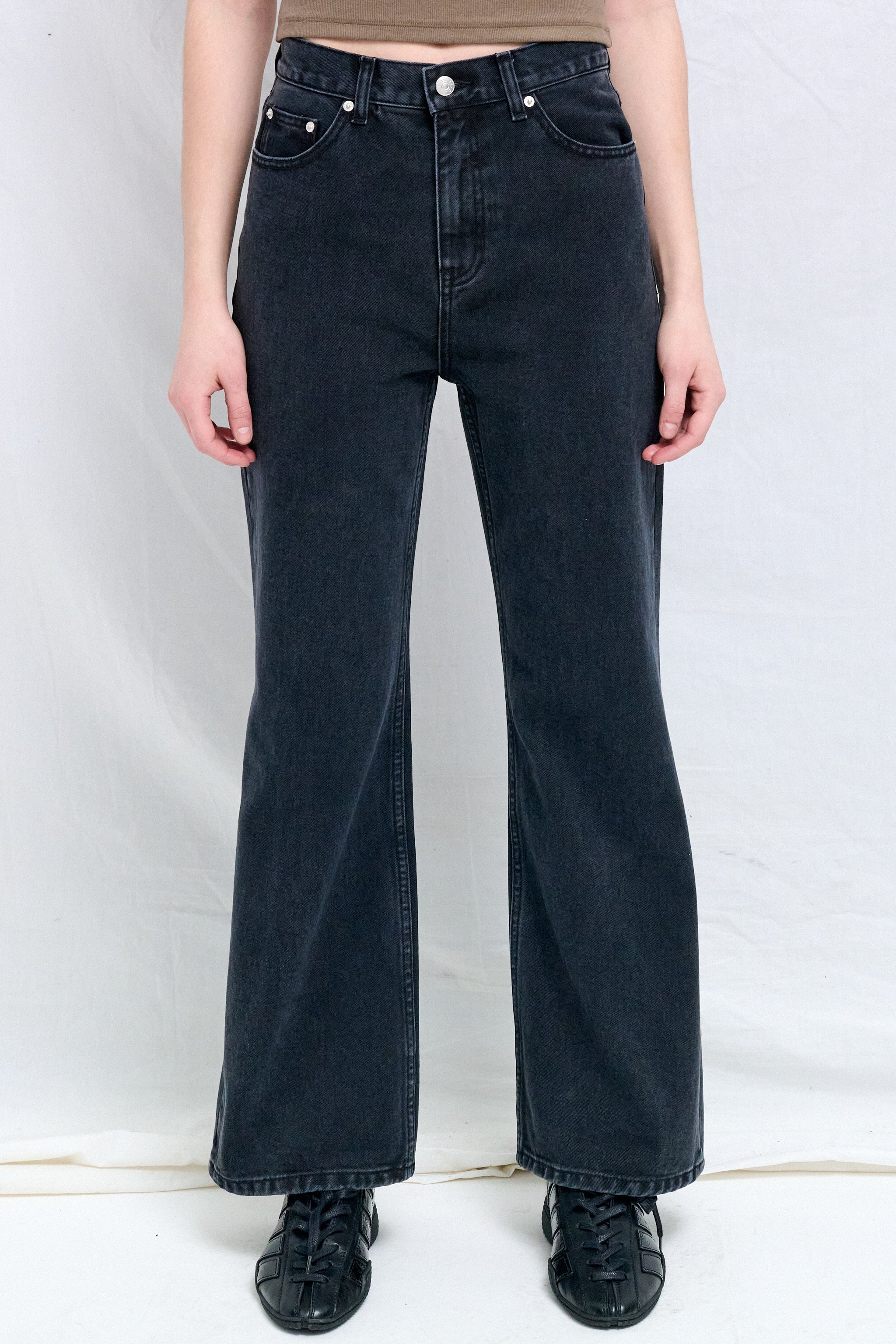 Black Relaxed Flared Jeans