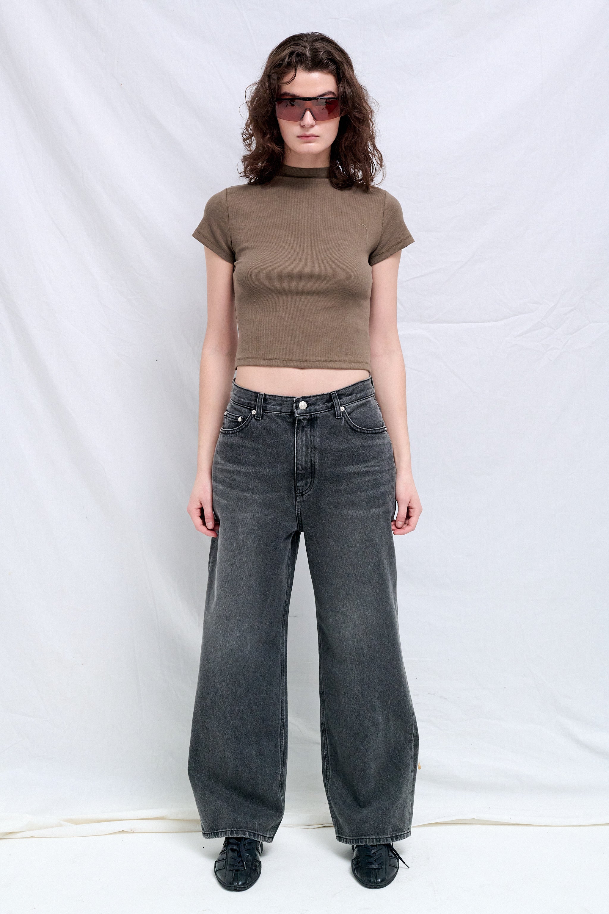 Washed Grey Relaxed Wide Jeans