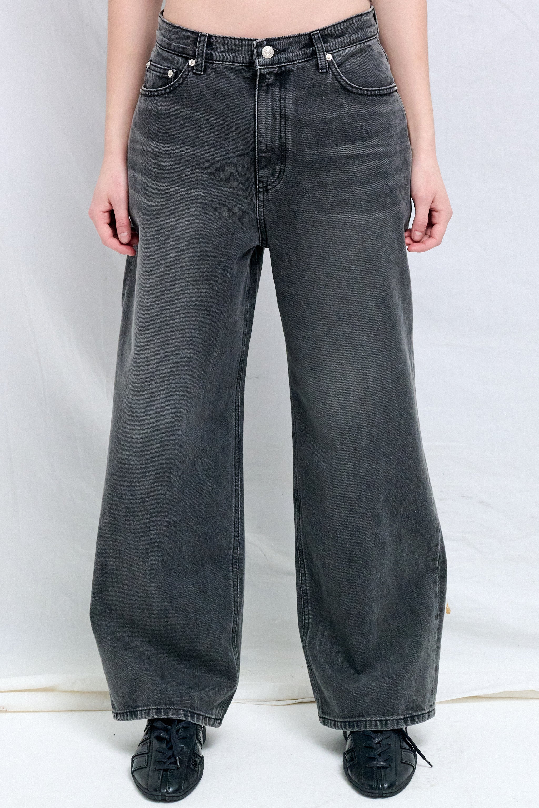 Washed Grey Relaxed Wide Jeans