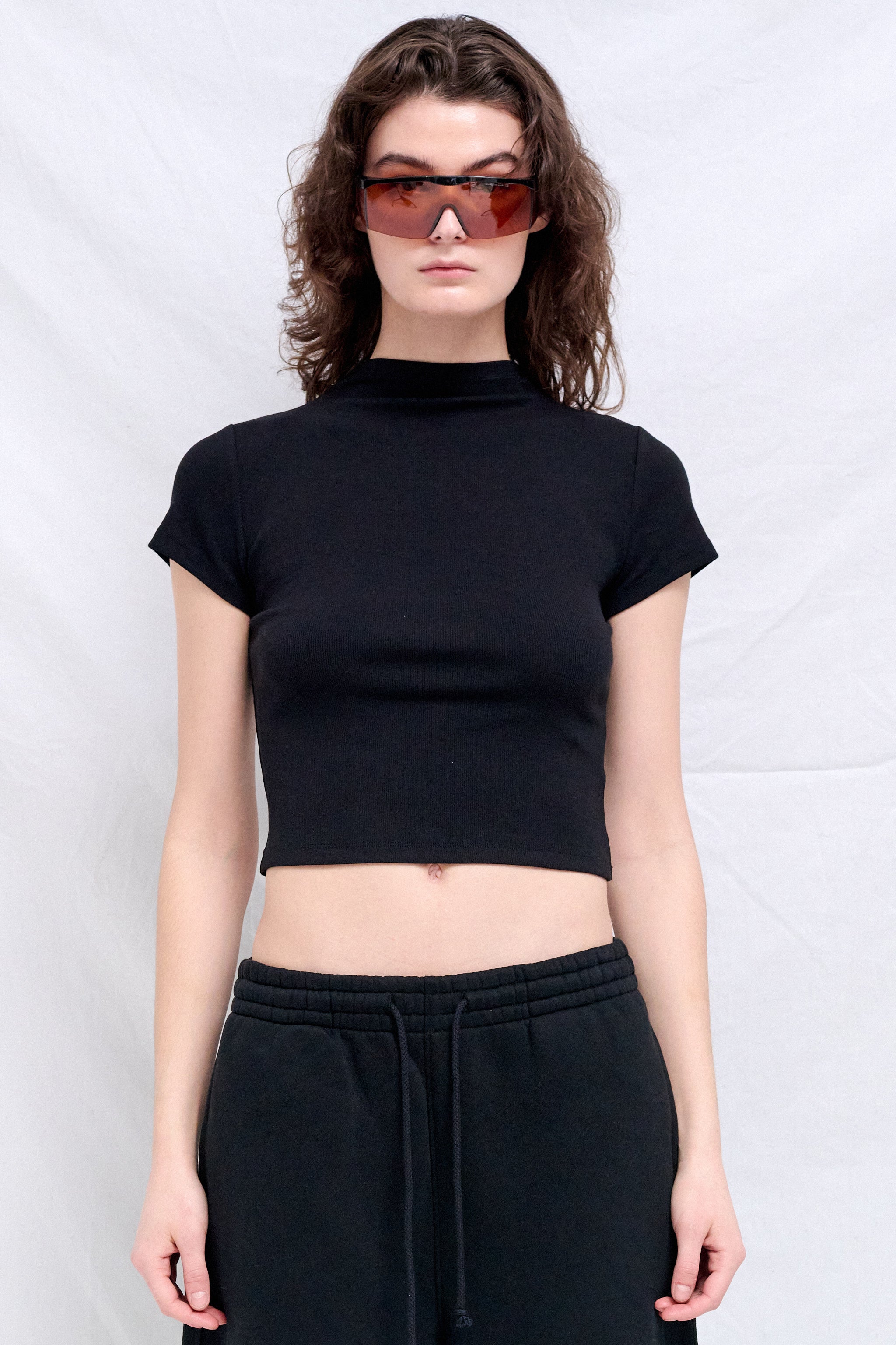 Black Slim Fit Mock Neck T-Shirt