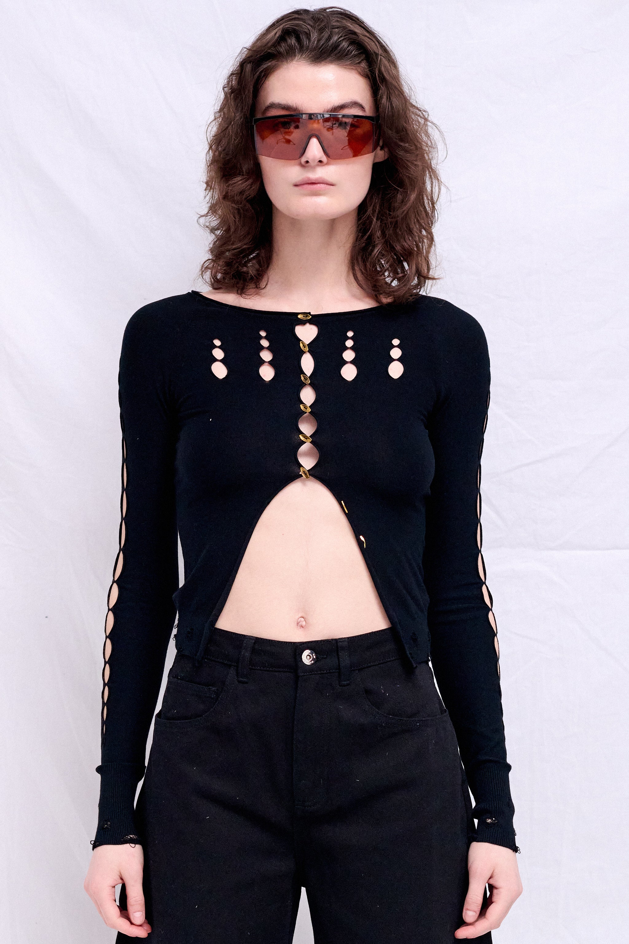 Onyx Cut Out Knit Cardigan