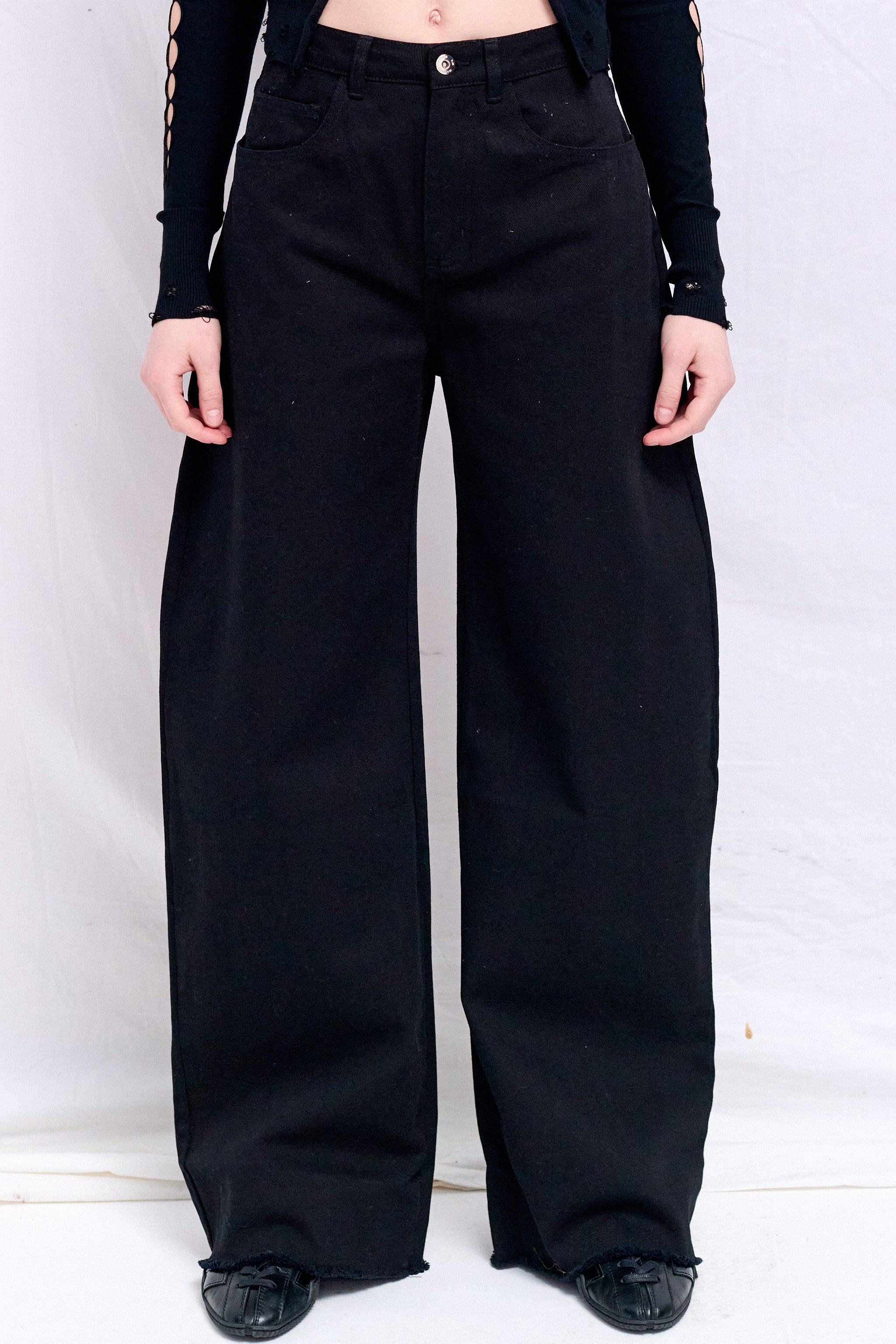 Black Drill Boyfriend Style Jeans