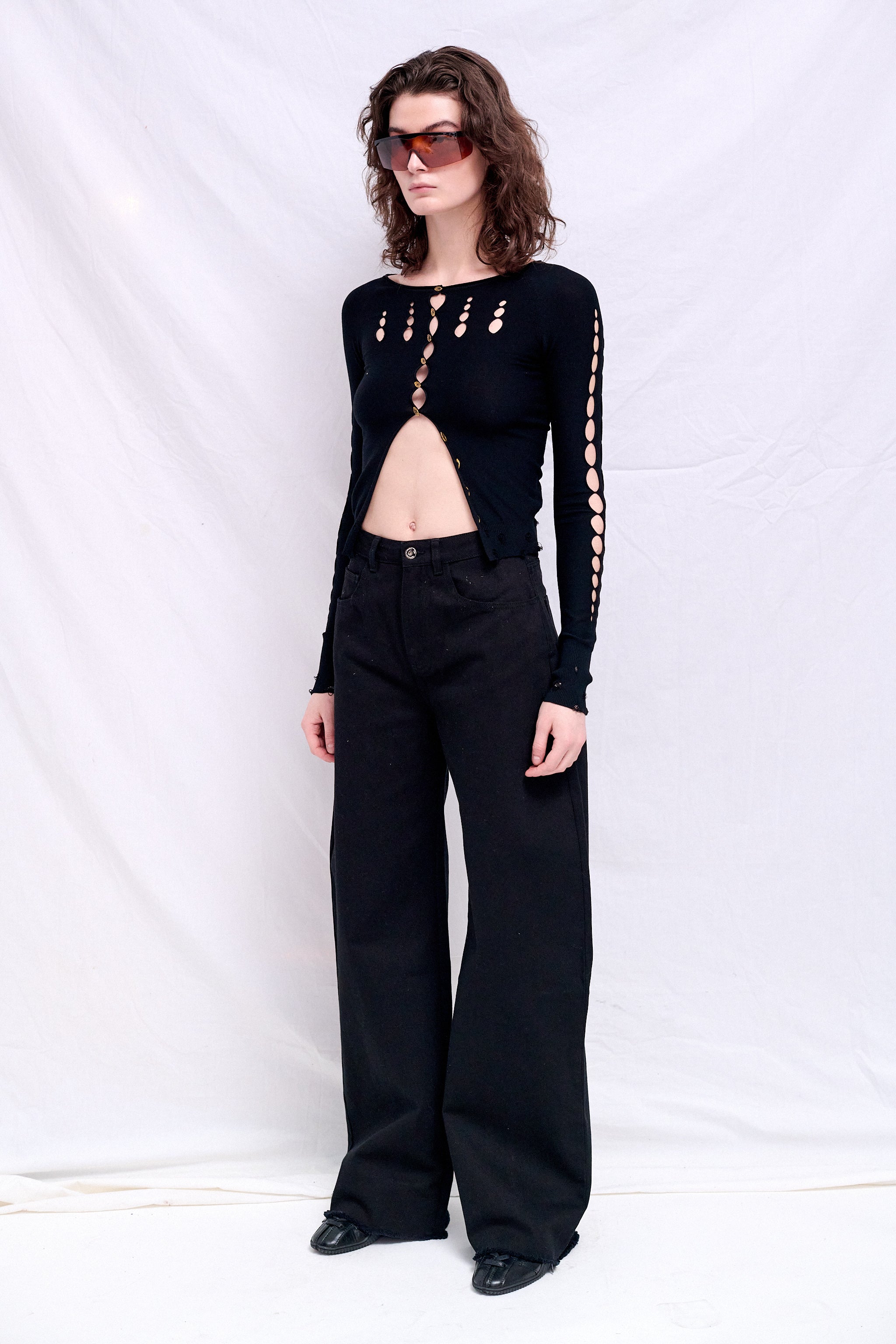 Onyx Cut Out Knit Cardigan