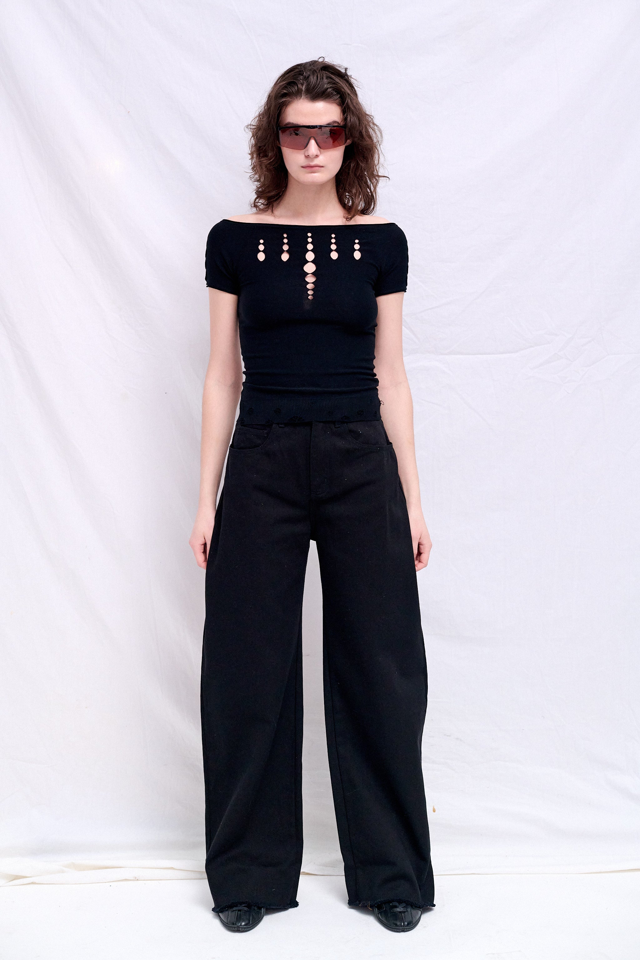 Onyx Cut Out Knit Shirt