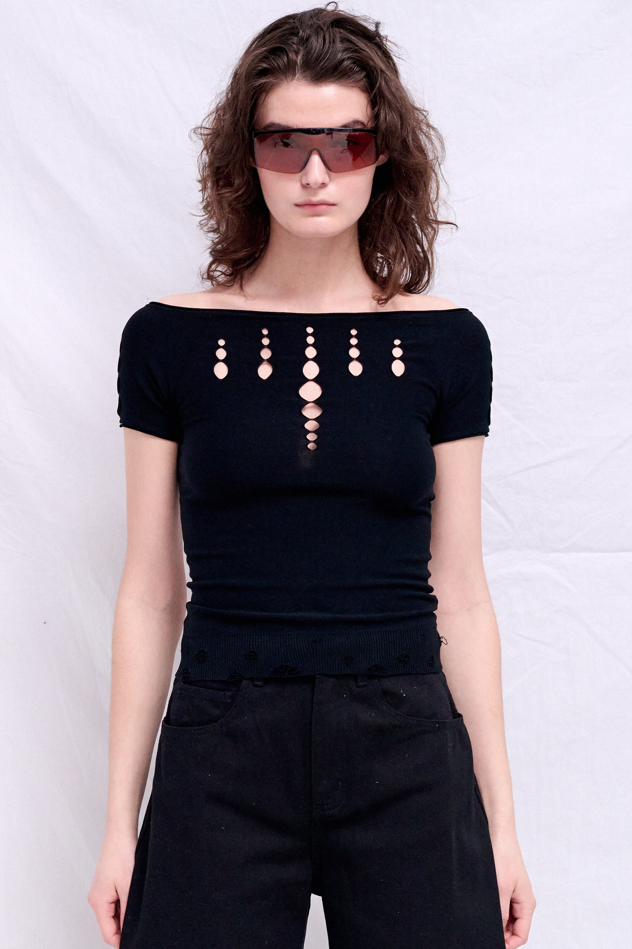 Onyx Cut Out Knit Shirt