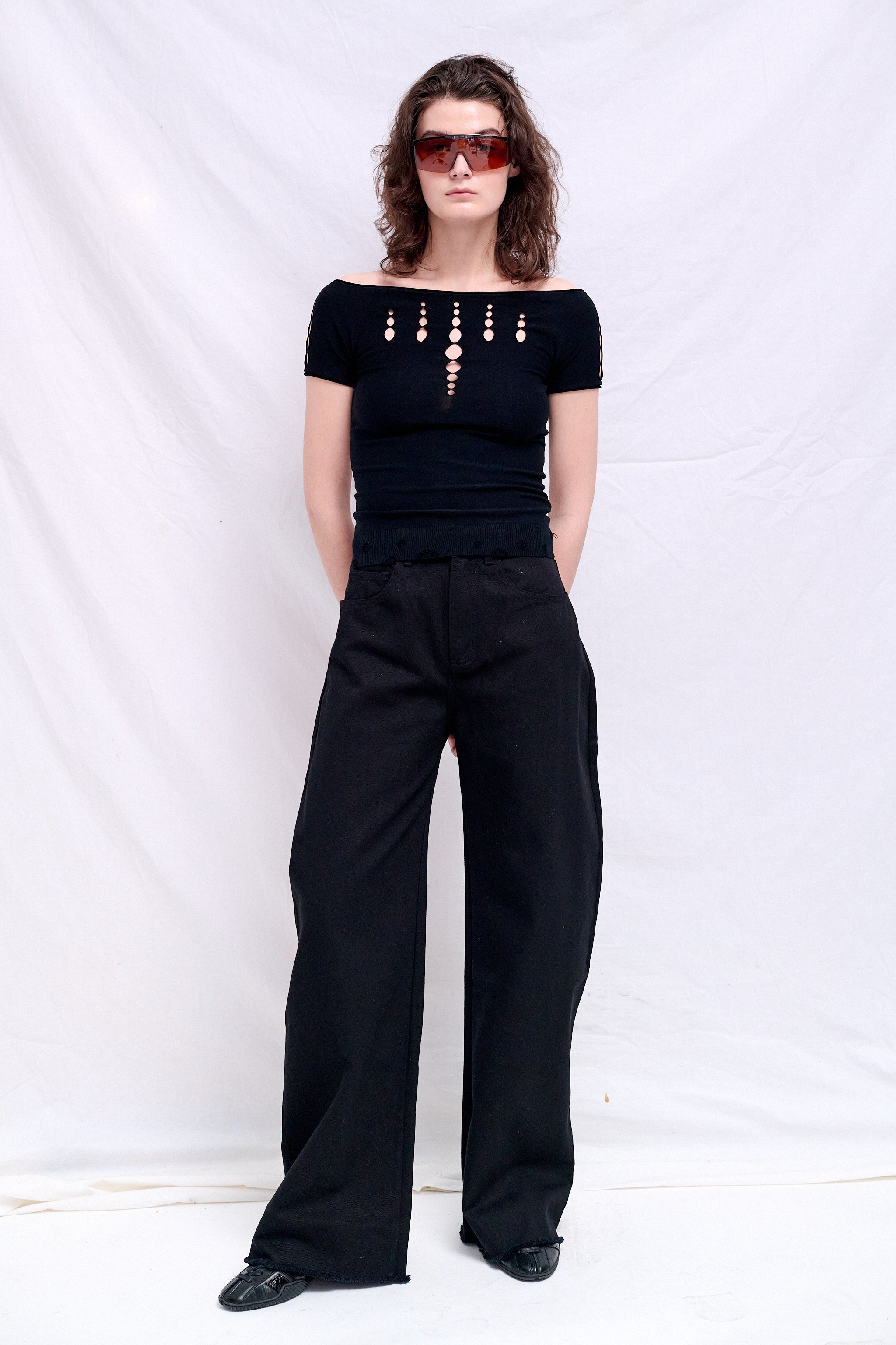 Black Drill Boyfriend Style Jeans