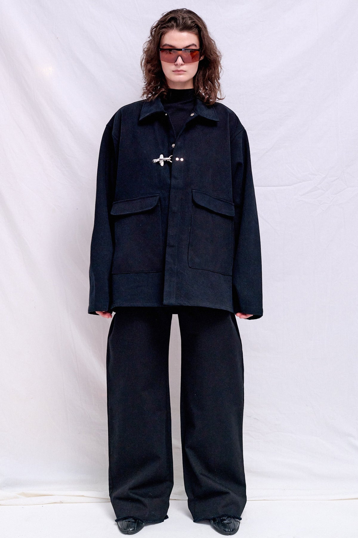 Black Denim Fireman Utility Jacket