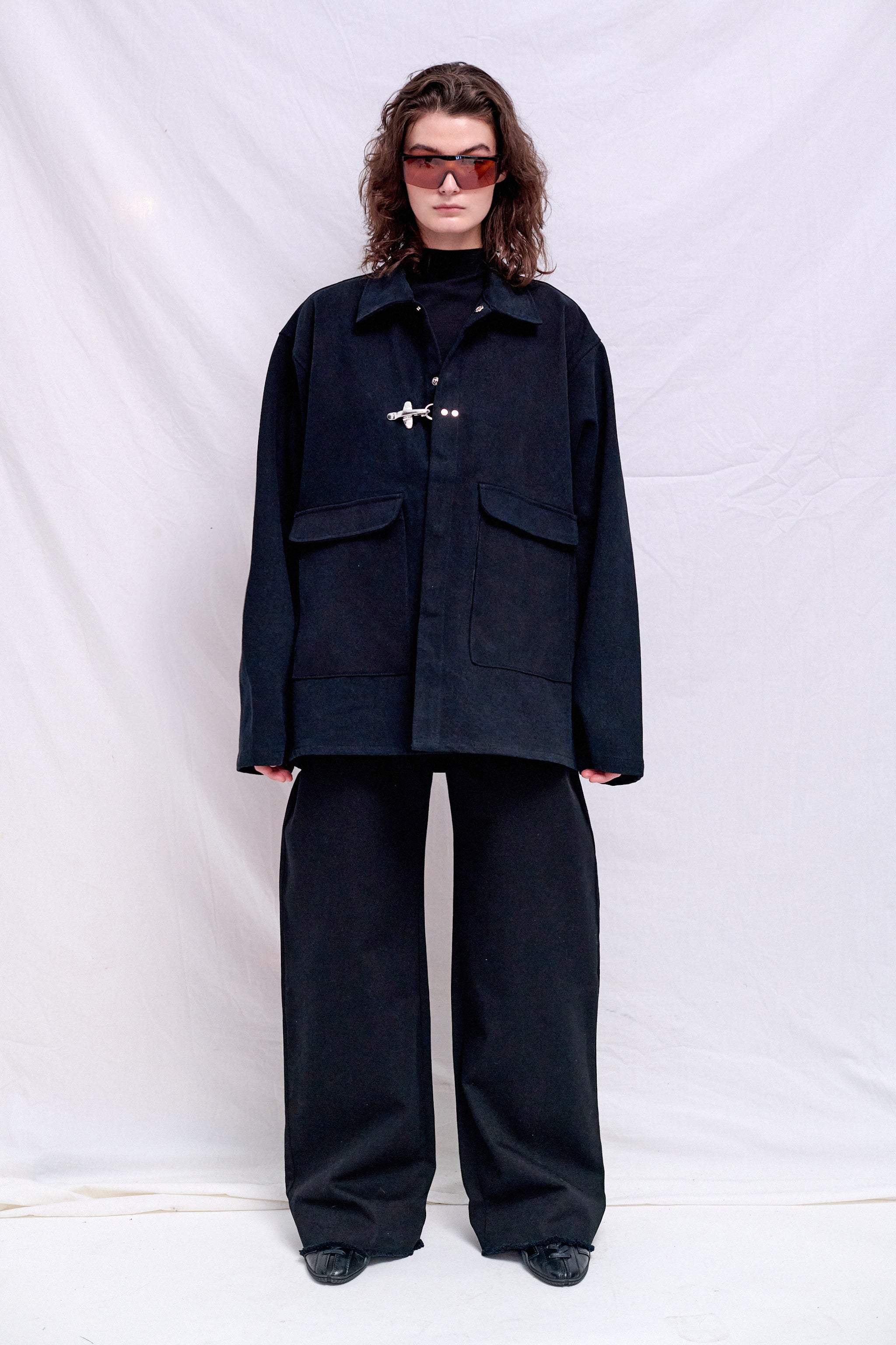 Black Denim Fireman Utility Jacket