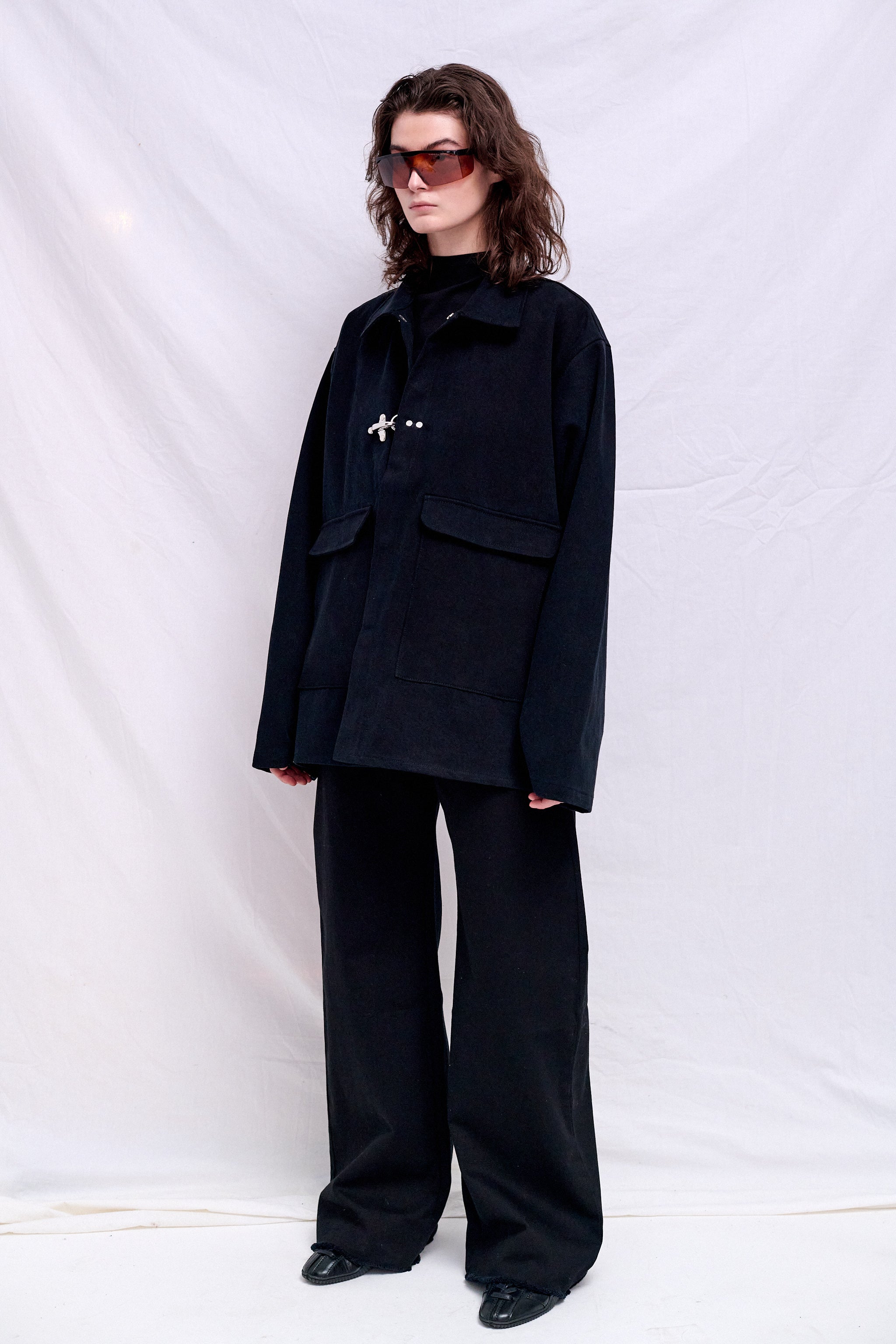 Black Denim Fireman Utility Jacket